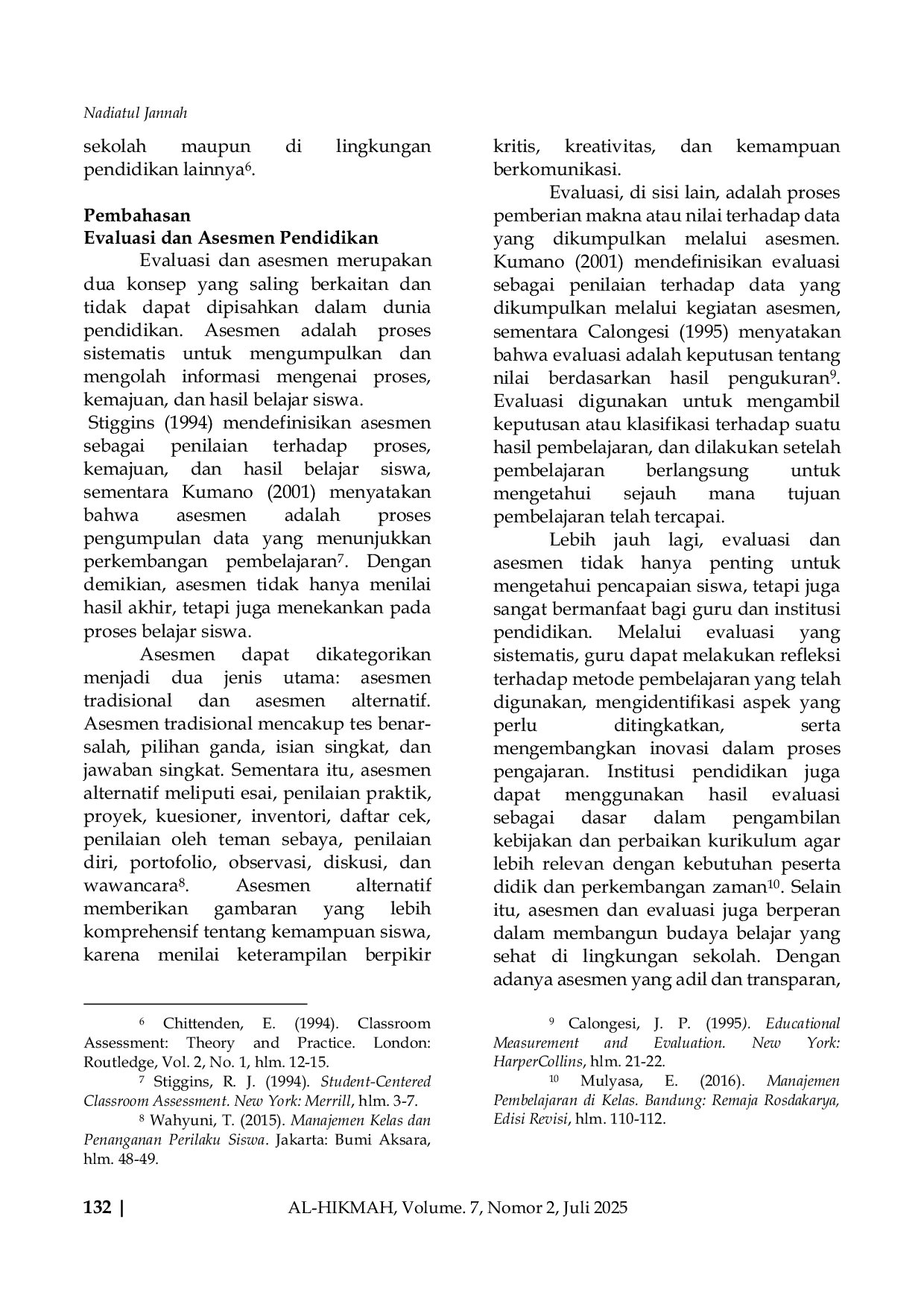 JURIS Peran Evaluasi Dan Asesmen Pendidikan Dalam Proses Pembelajaran