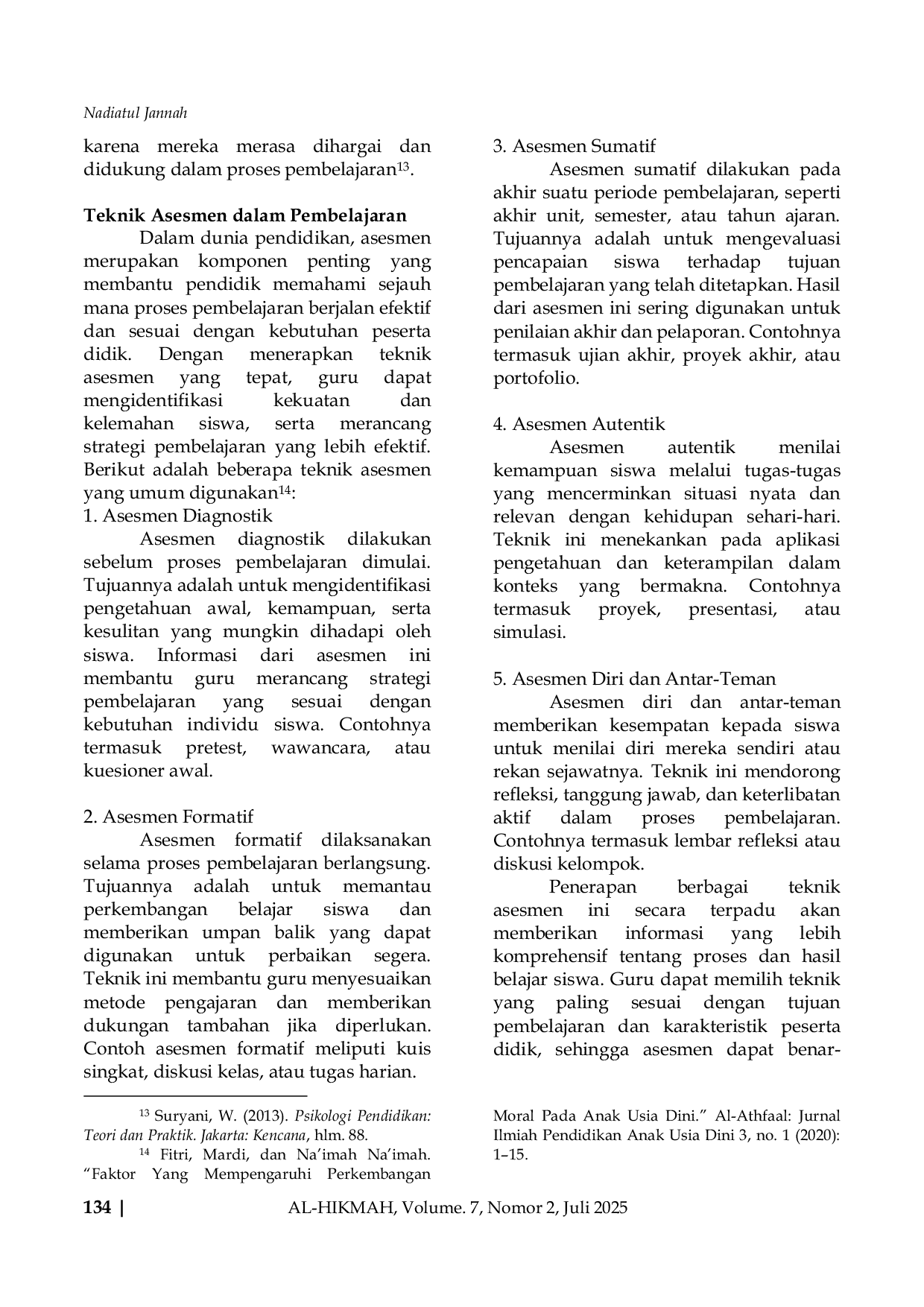 JURIS Peran Evaluasi Dan Asesmen Pendidikan Dalam Proses Pembelajaran