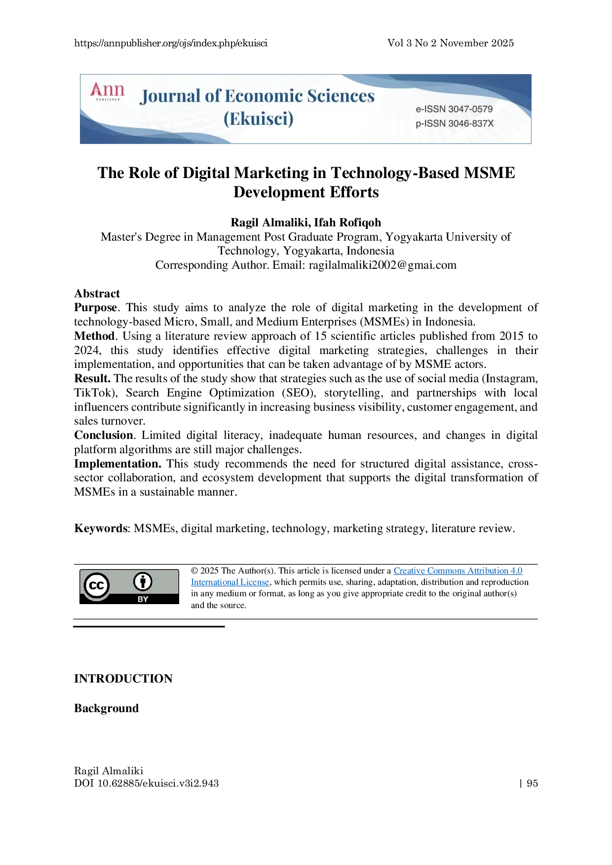 JURIS The Role of Digital Marketing in Technology Based MSME Development Efforts