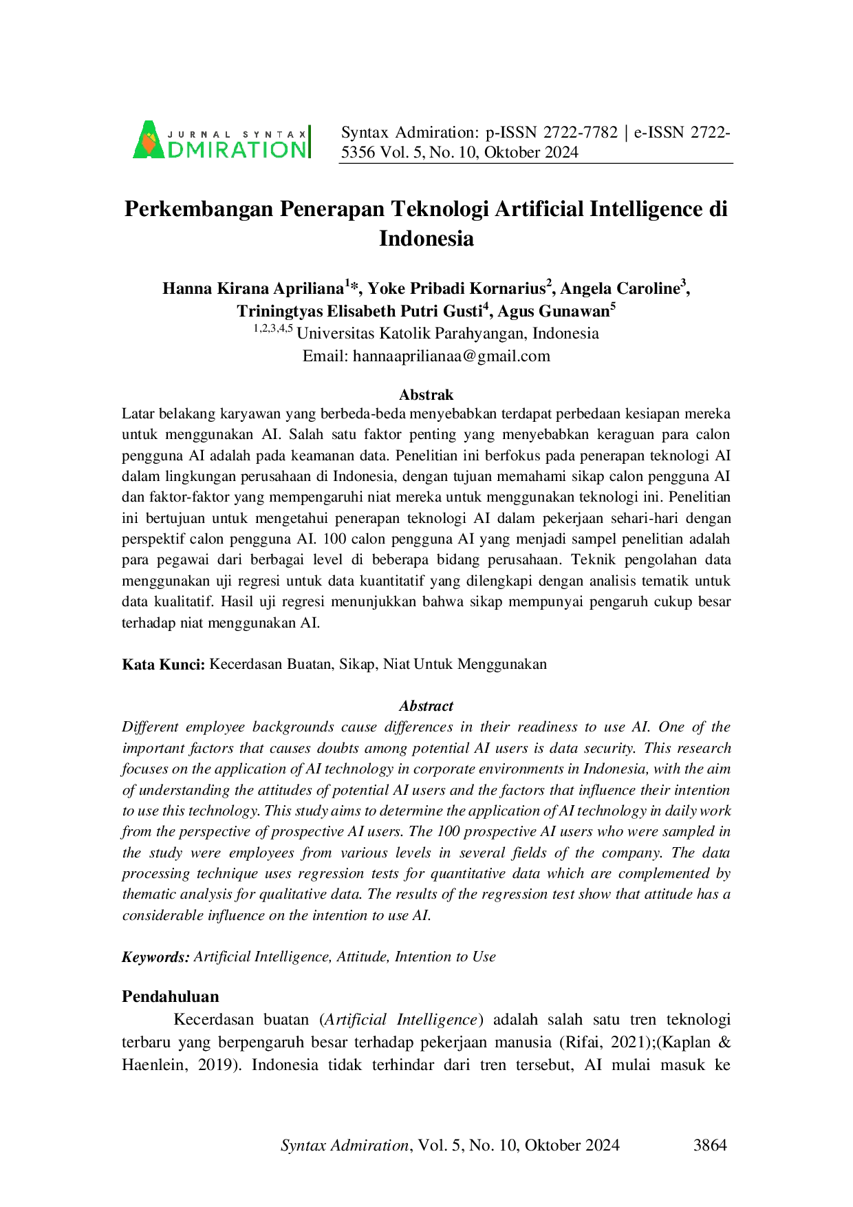 JURIS Perkembangan Penerapan Teknologi Artificial Intelligence di Indonesia