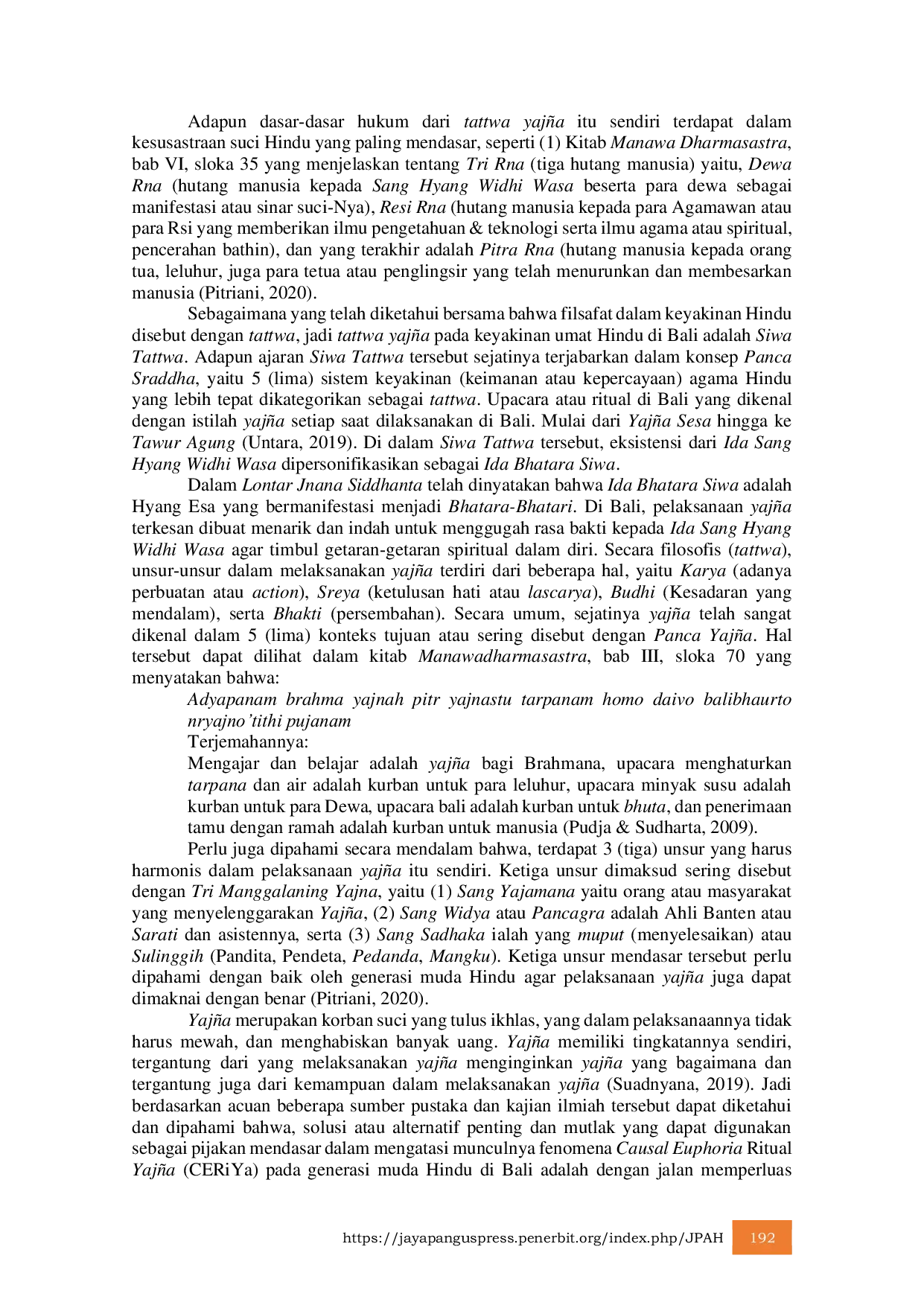 JURIS Causal Euphoria Ritual Yaj a CERiYa Di Kalangan Generasi Muda Hindu Di Bali