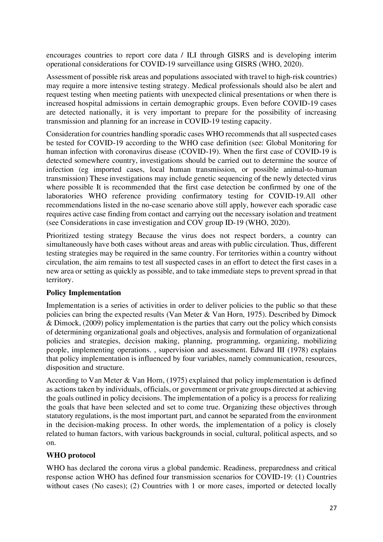 juris The implementation of policies and the impact of handling Covid 19 originating from the World Health Organization s Point of View