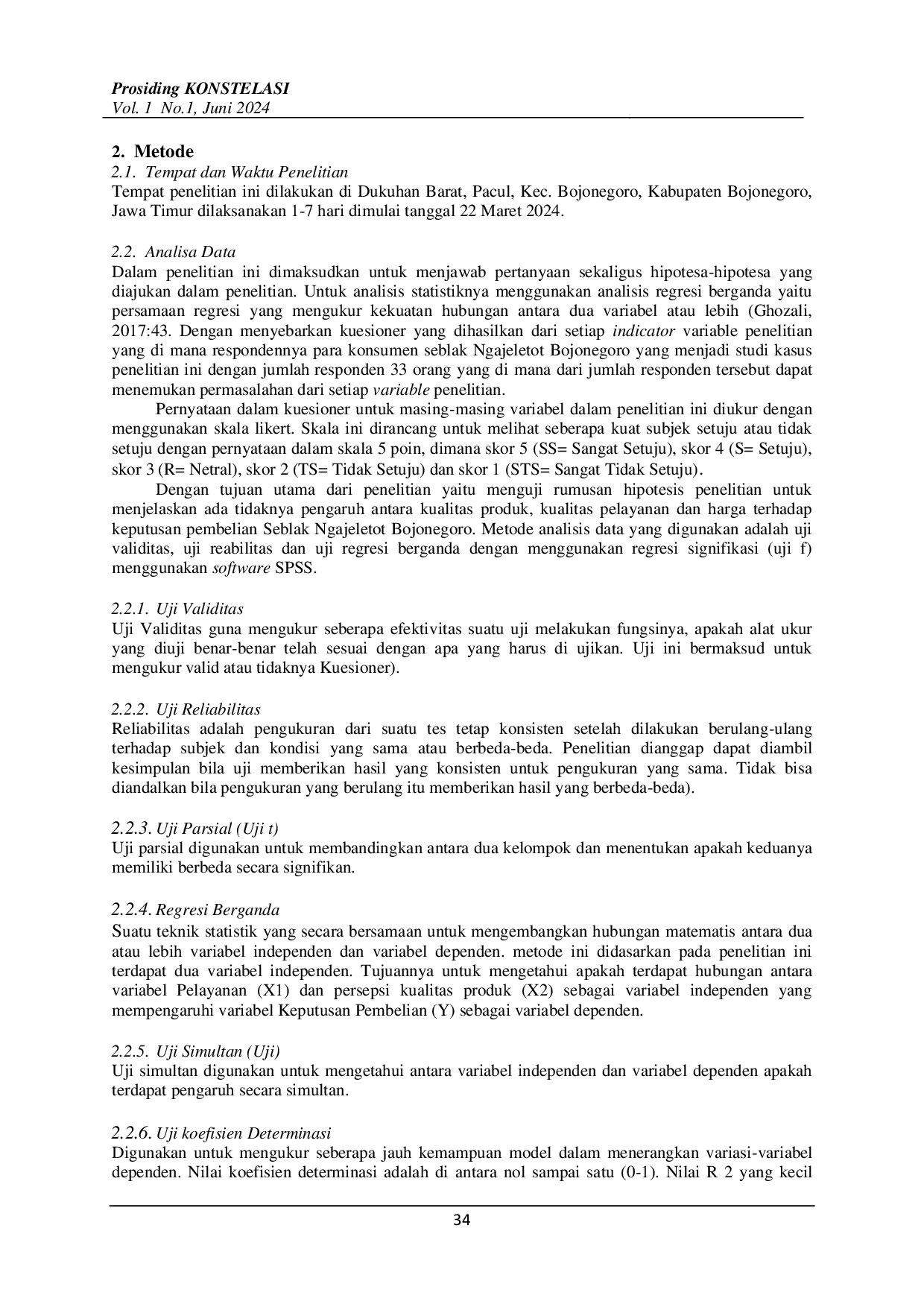 juris Pengaruh Pelayanan dan Kualitas Produk terhadap Keputusan Pembelian di Seblak Ngajeletot Bojonegoro