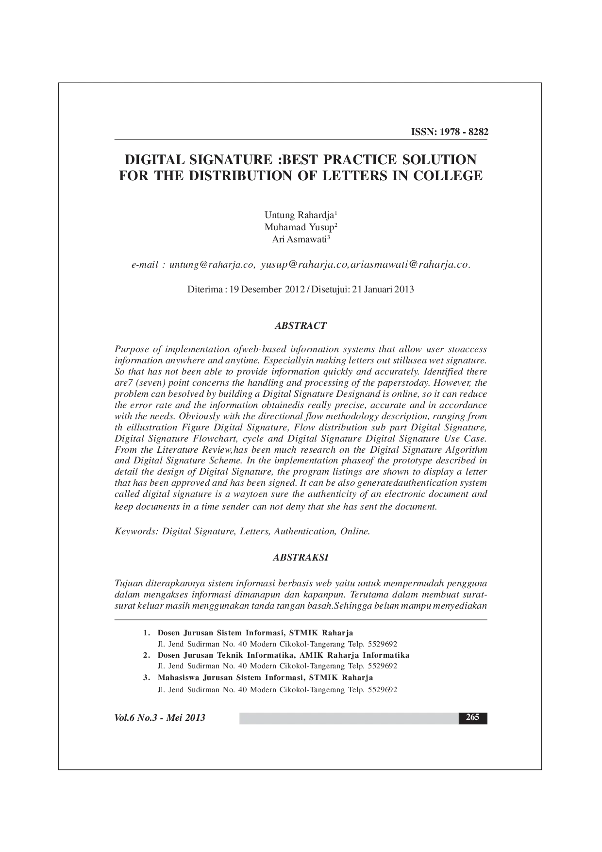 juris Digital Signature Best Practice Solution for the Distribution of Letters in College