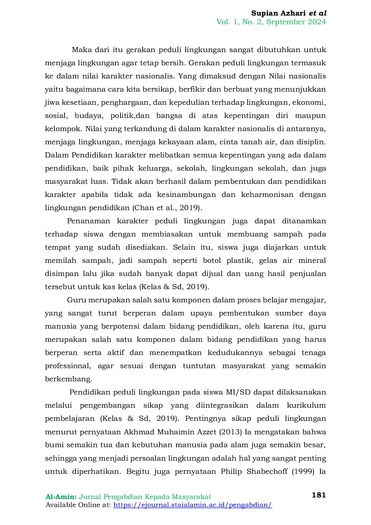 JURIS Meningkatkan Kepedulian Terhadap Lingkungan Dan Menjaga Kebersihan Sekolah Di Yayasan Al Amin Gersik Kediri Lombok Barat