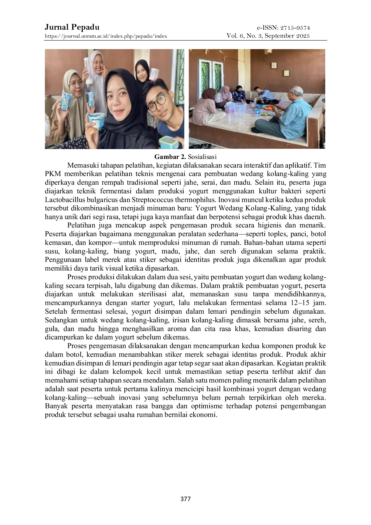 JURIS Pemberdayaan Masyarakat Melalui Pemanfaatan Sumber Pangan Lokal Sebagai Produk Inovatif Bernilai Tambah Di Desa Batu Mekar