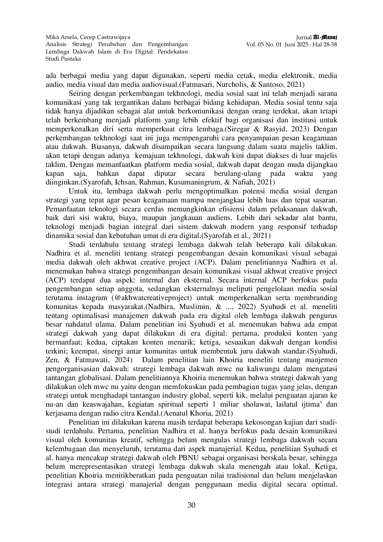 JURIS Analisis Strategi Perubahan dan Pengembangan Lembaga Dakwah Islam di Era Digital Pendekatan Studi Pustaka