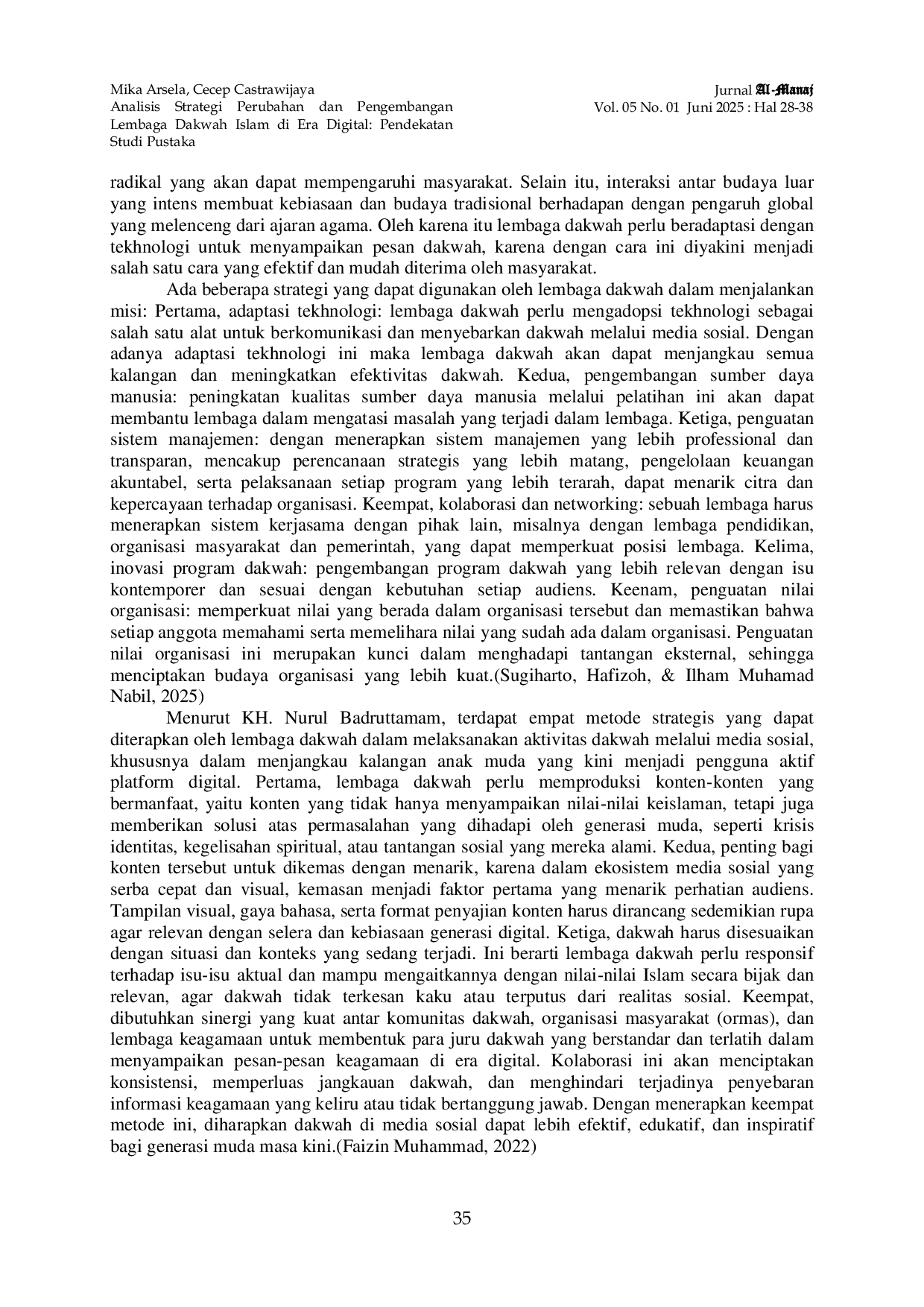 JURIS Analisis Strategi Perubahan dan Pengembangan Lembaga Dakwah Islam di Era Digital Pendekatan Studi Pustaka