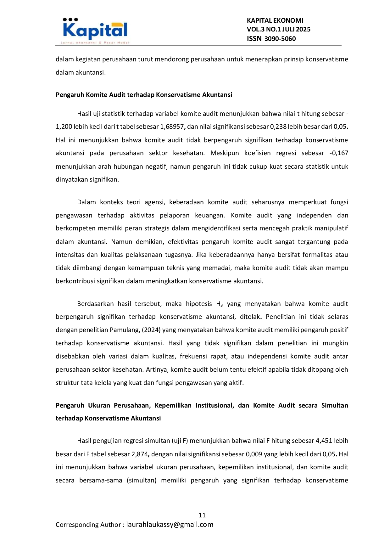 JURIS Pengaruh Ukuran Perusahaan Kepemilikan Institusional Dan Komite Audit Terhadap Konservatisme Akuntansi Pada Perusahaan Sektor Kesehatan Yang Terdaftar Di Bursa Efek Indonesia