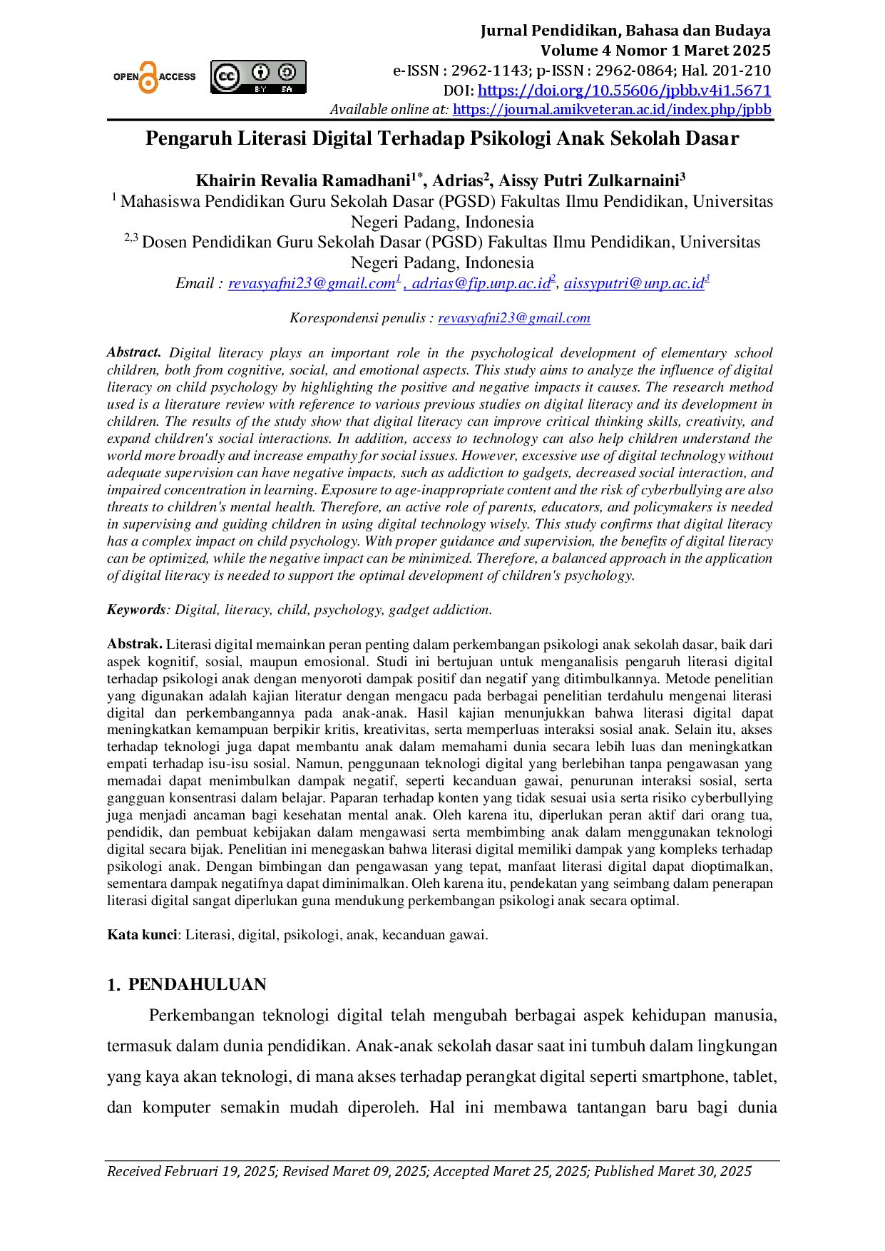 juris Pengaruh Literasi Digital Terhadap Psikologi Anak Sekolah Dasar