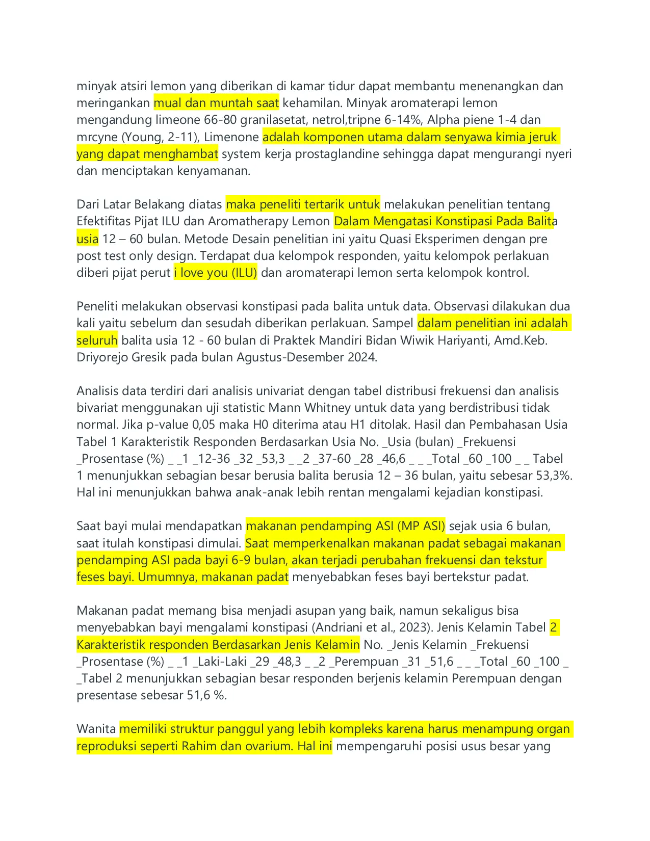 JURIS Efektifitas Pijat Ilu Dan Aromatherapy Lemon Dalam Mengatasi Konstipasi Pada Balita