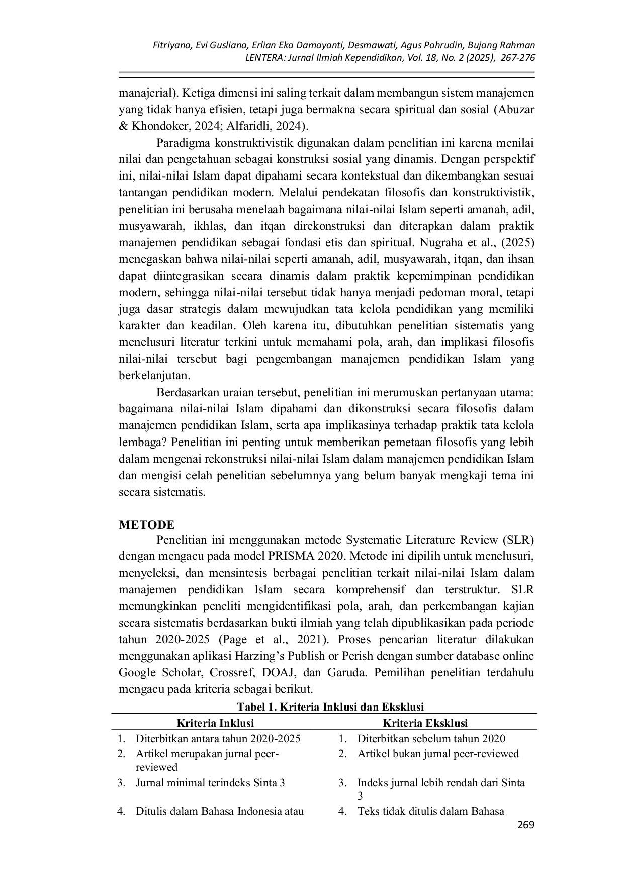 JURIS Nilai nilai Islam dalam Manajemen Pendidikan Kajian Filosofis Konstruktivistik melalui Pendekatan Systematic Literature Review