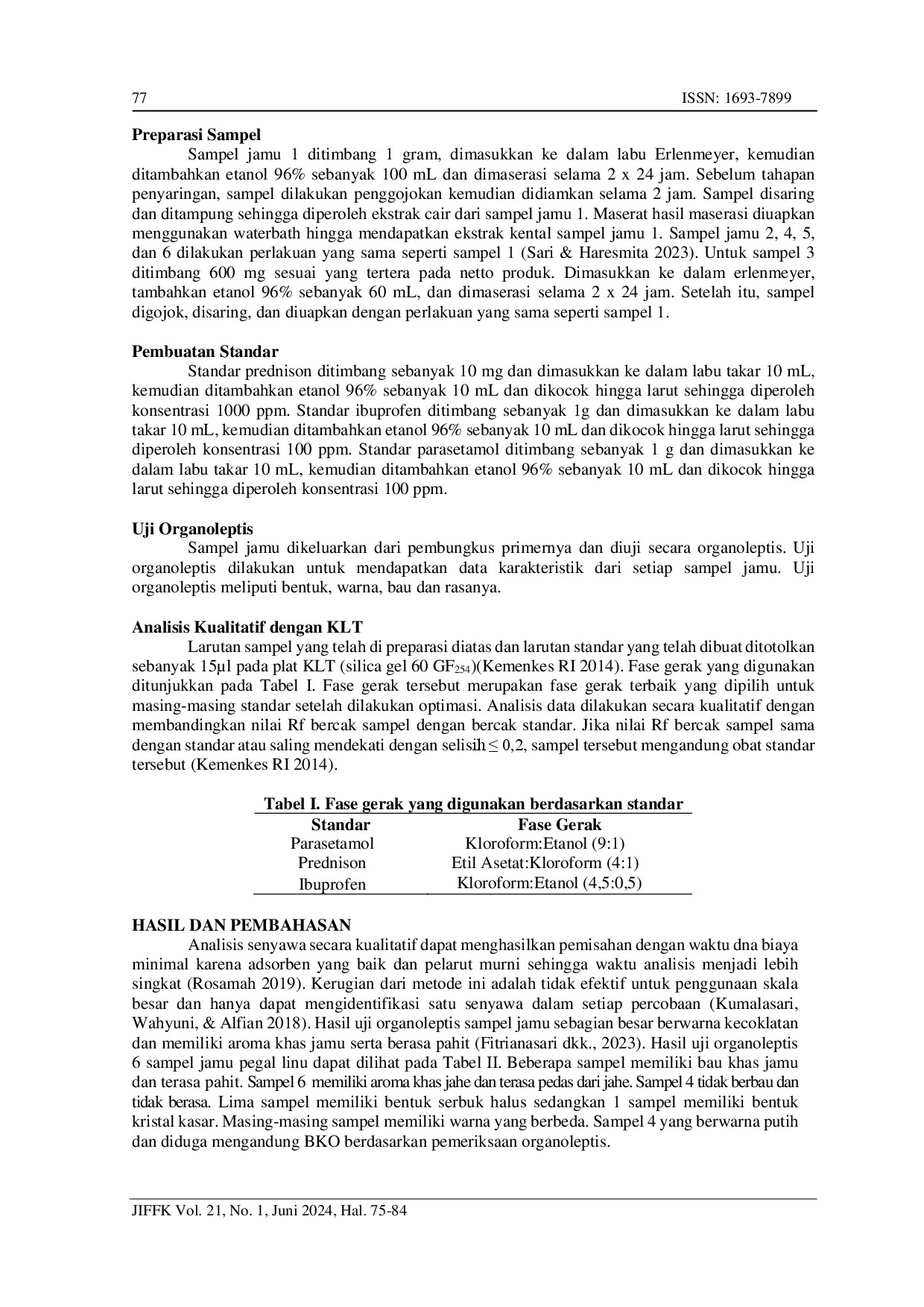 juris Analisis Kualitatif Bahan Kimia Obat Dalam Jamu Pegal Linu Di Wilayah Gunung Kidul Dan Grobogan