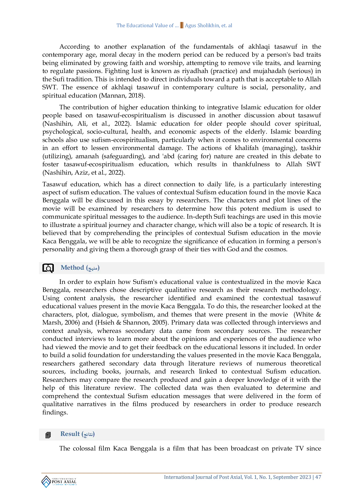 JURIS The Educational Value of Contextual Sufism in Kaca Benggala Films