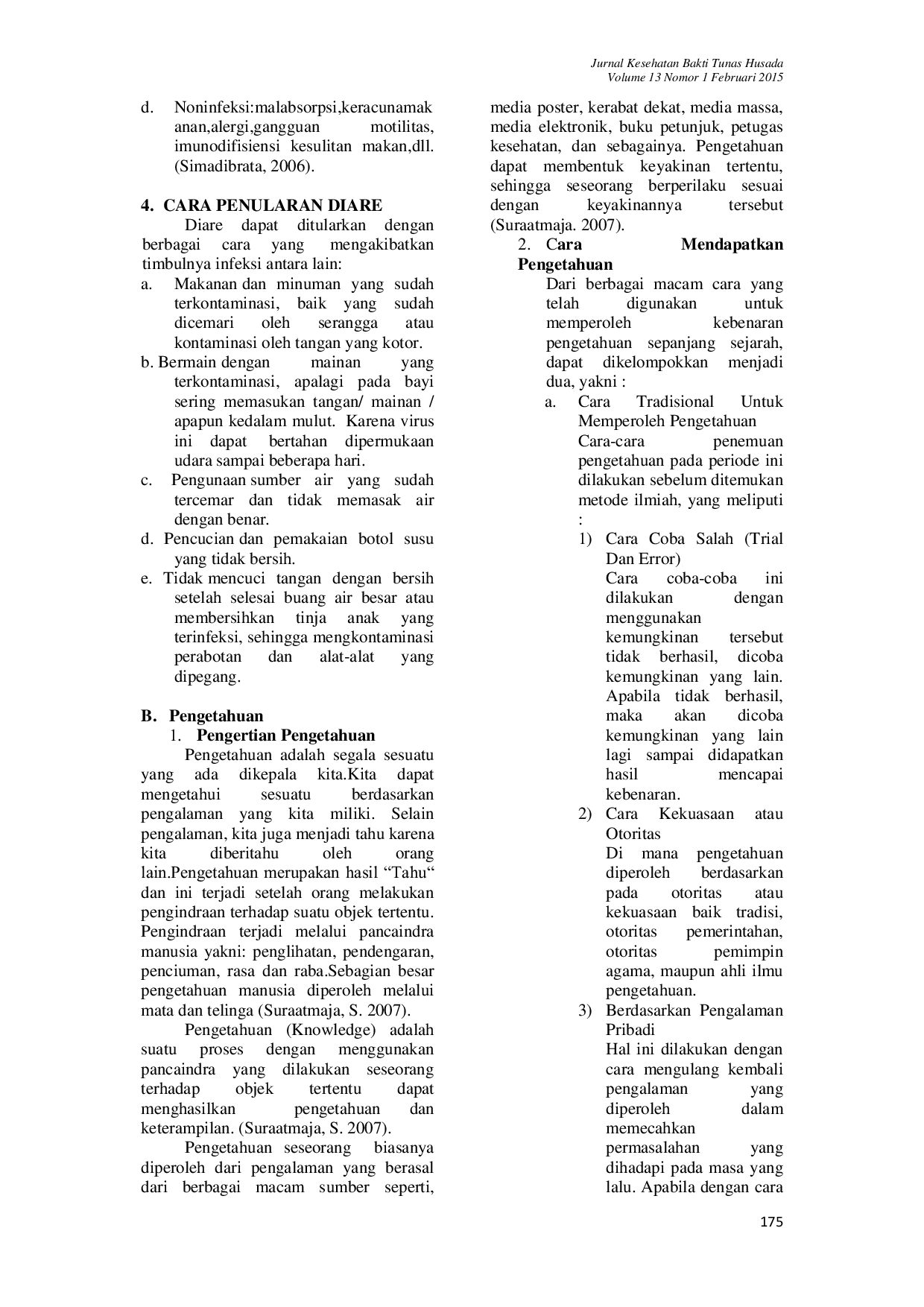 JURIS Gambar Pengetahuan Pengalaman Sikap Ibu Terhadap Tatalaksana Diare Pada Anak Penderita Diare Di Ruang Anak Bawah RSUD Dr Soekardjo Tasikmalaya