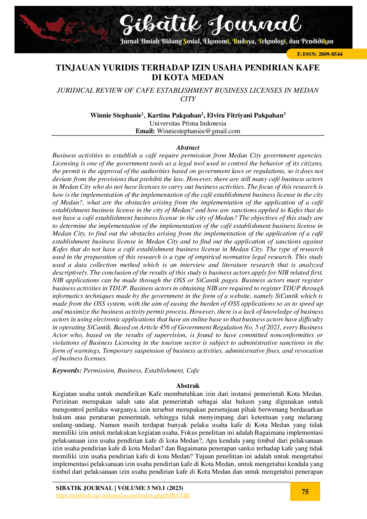 juris Tinjauan Yuridis Terhadap Izin Usaha Pendirian Kafe Di Kota Medan