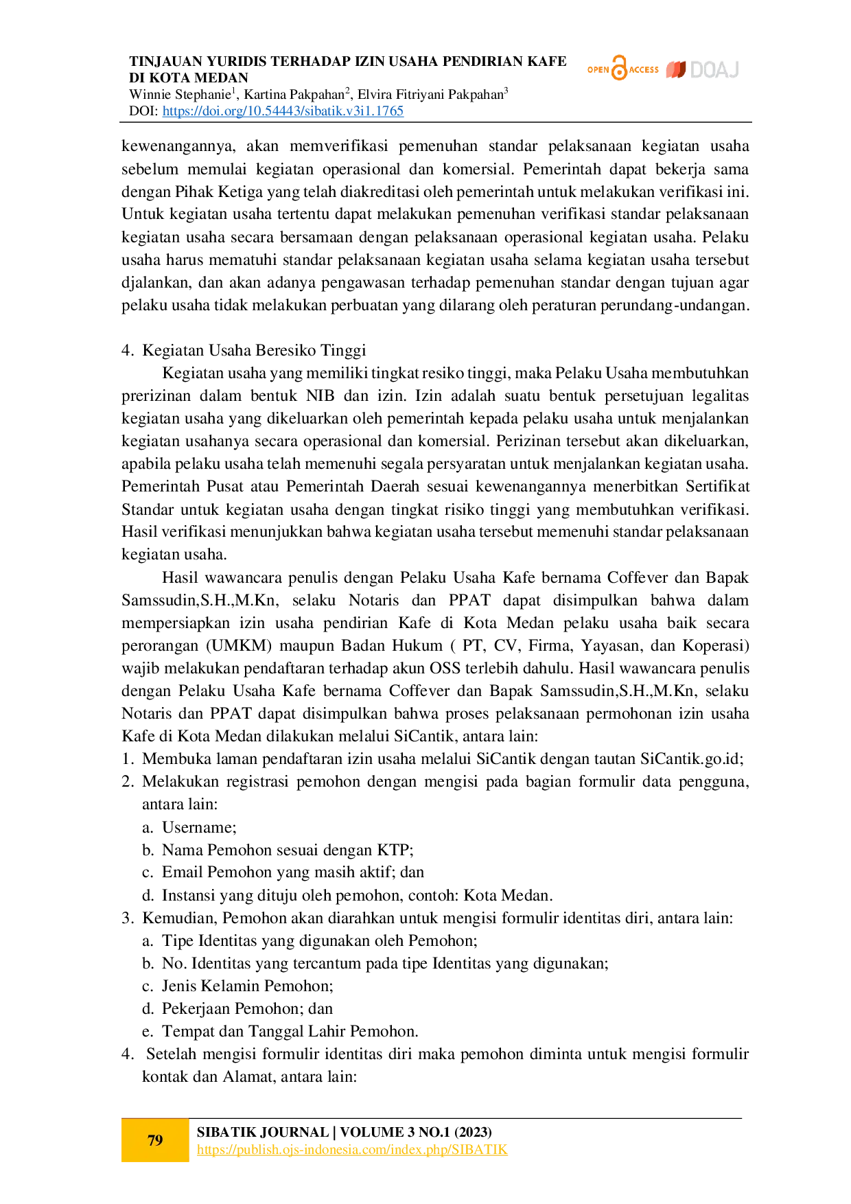 juris Tinjauan Yuridis Terhadap Izin Usaha Pendirian Kafe Di Kota Medan