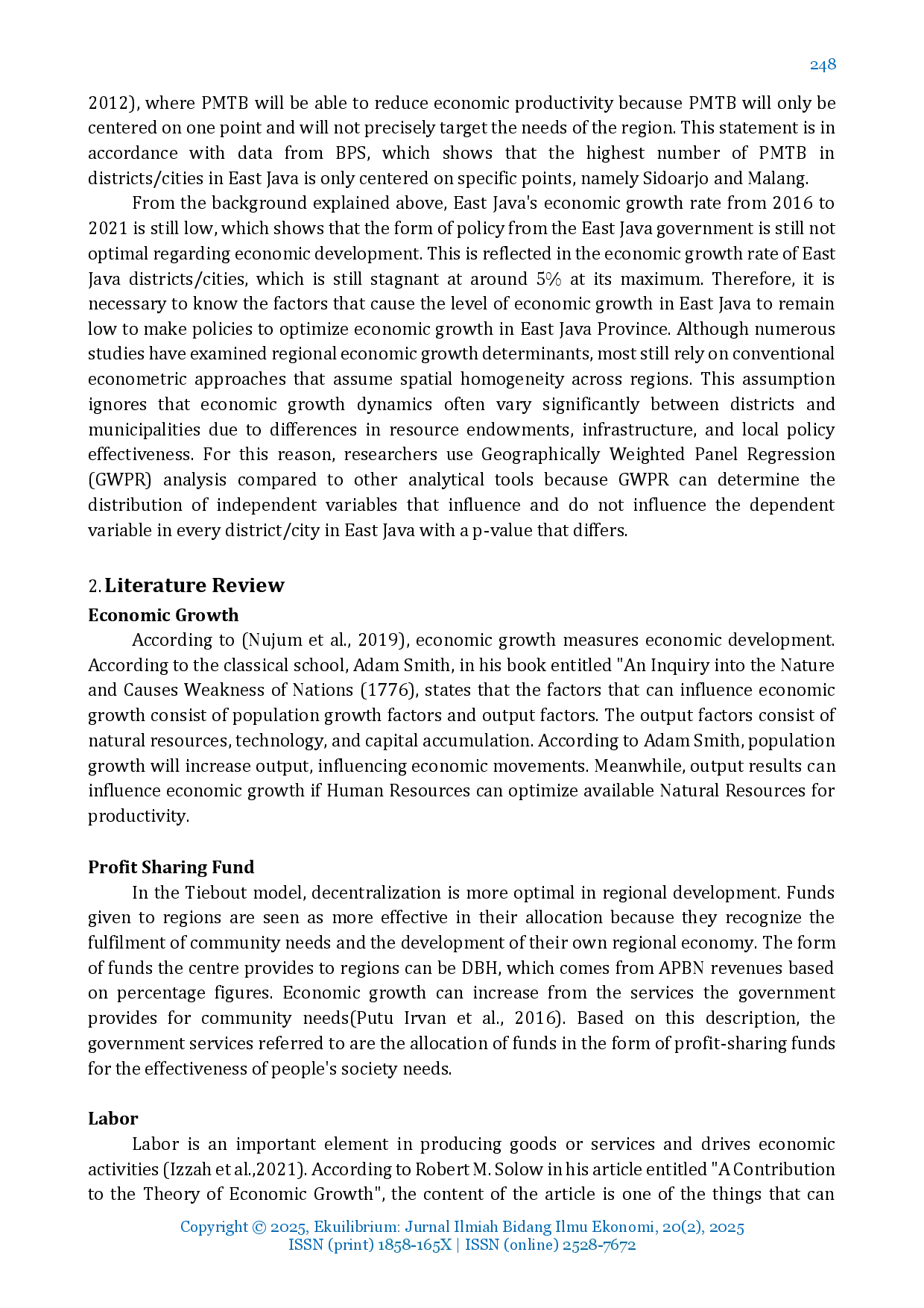 juris Uncovering The Spatial Variation of Factors Influencing Economic Growth Empirical Evidence from East Java