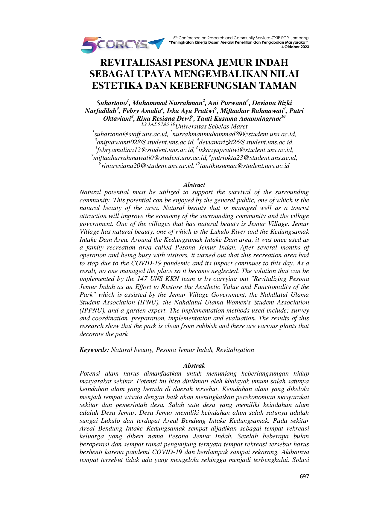 JURIS Revitalisasi Pesona Jemur Indah Sebagai Upaya Mengembalikan Nilai Estetika dan Keberfungsian Taman