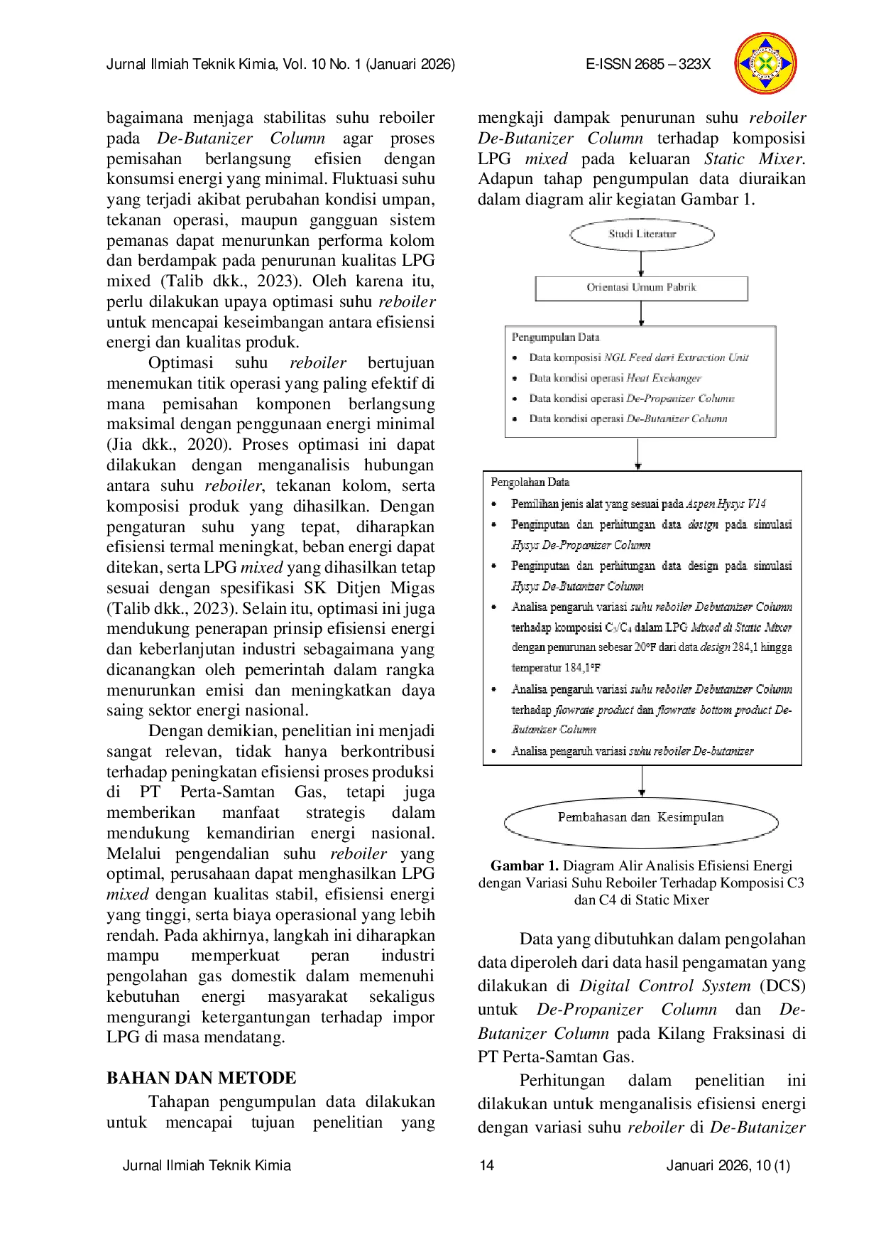 JURIS Optimasi Suhu Reboiler pada De Butanizer Column untuk Meningkatkan Efisiensi Energi dan Menjaga Kualitas LPG Mixed