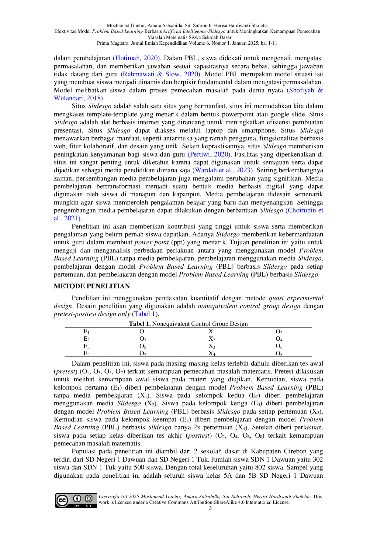 JURIS Efektivitas Model Problem Based Learning Berbasis Artificial IntelligenceAcSlidesgo untuk Meningkatkan Kemampuan Pemecahan Masalah Matematis Siswa Sekolah Dasar