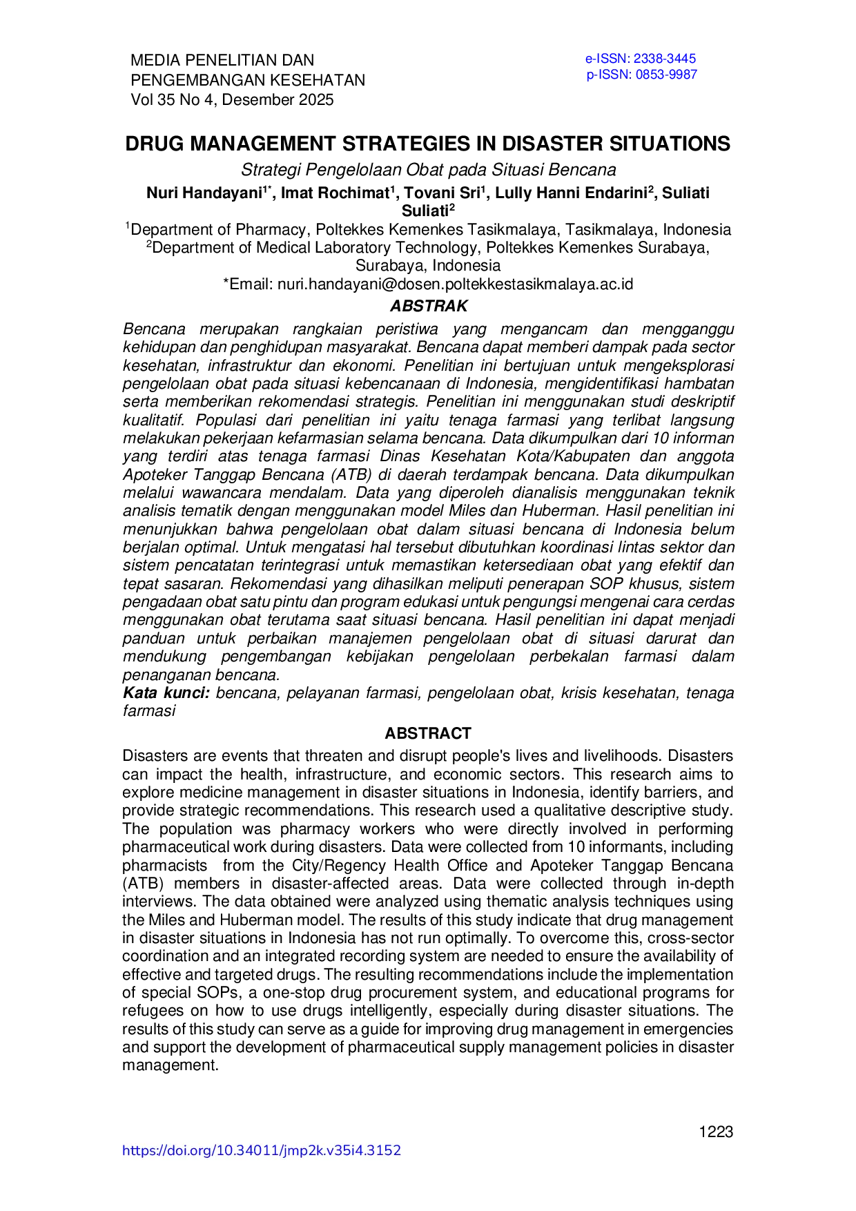 JURIS Drug Management Strategies In Disaster Situations