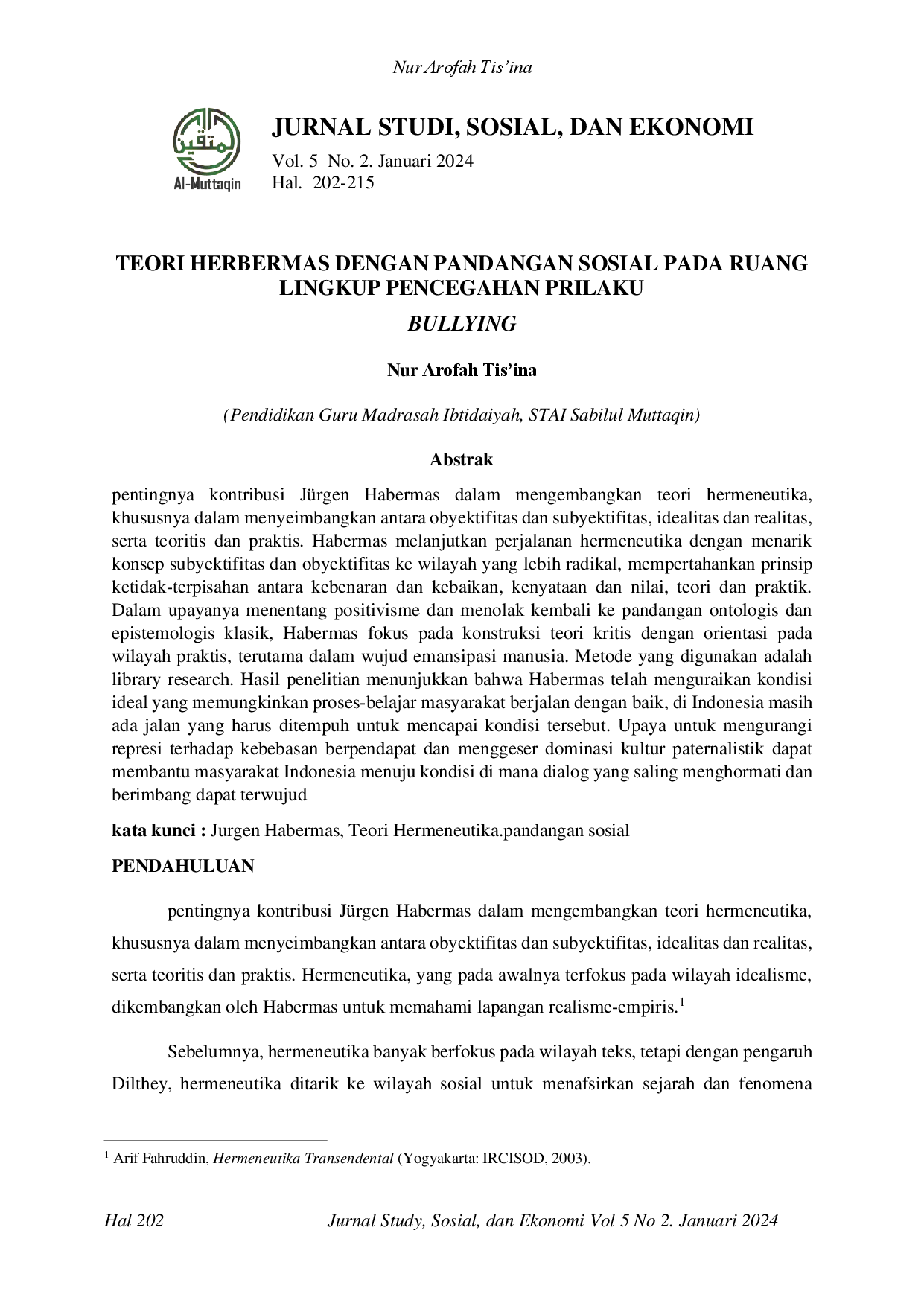 juris Teori Habermas Dengan Pandangan Sosial Pada Ruang Lingkup Pencegahan Prilaku Bullying