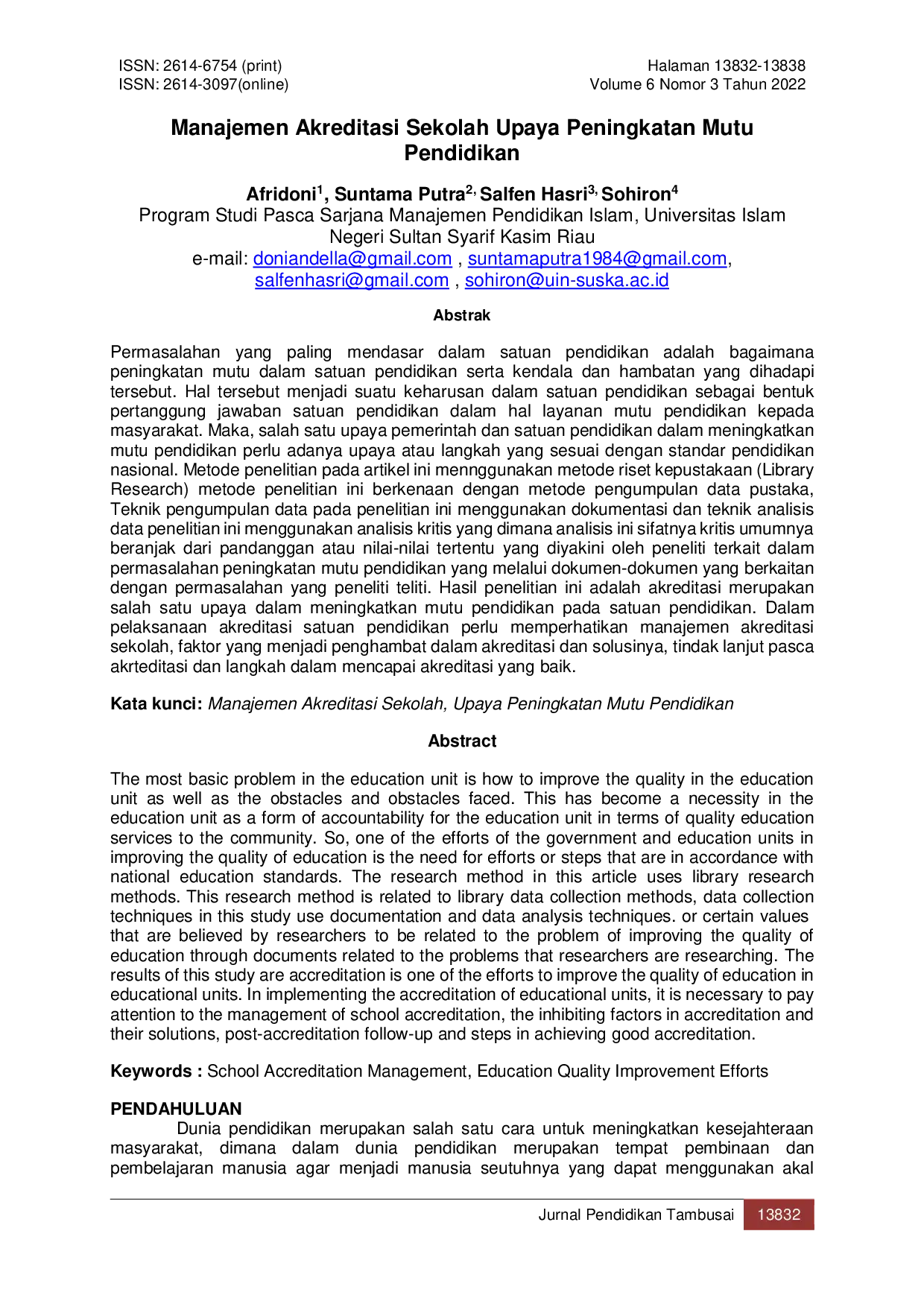 JURIS Manajemen Akreditasi Sekolah Upaya Peningkatan Mutu Pendidikan