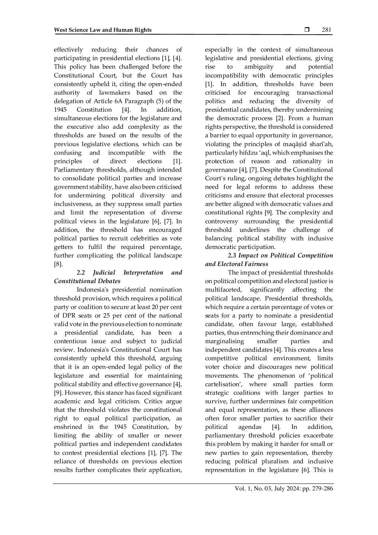 JURIS The Constitutionality of the Presidential Threshold Provisions in Indonesian Election Law A Juridical Review of Law No 7 2017 on General Elections