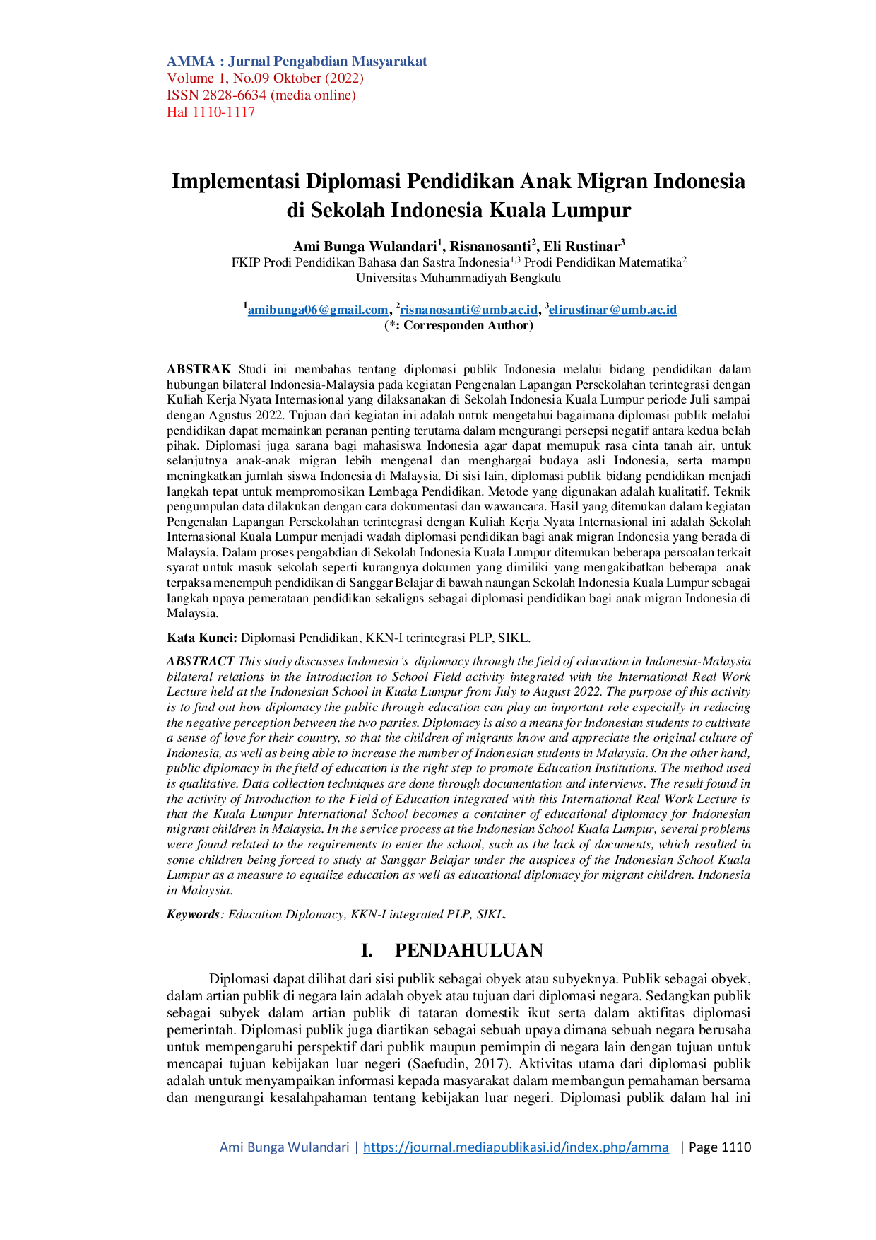 JURIS Implementasi Diplomasi Pendidikan Anak Migran Indonesia di Sekolah Indonesia Kuala Lumpur