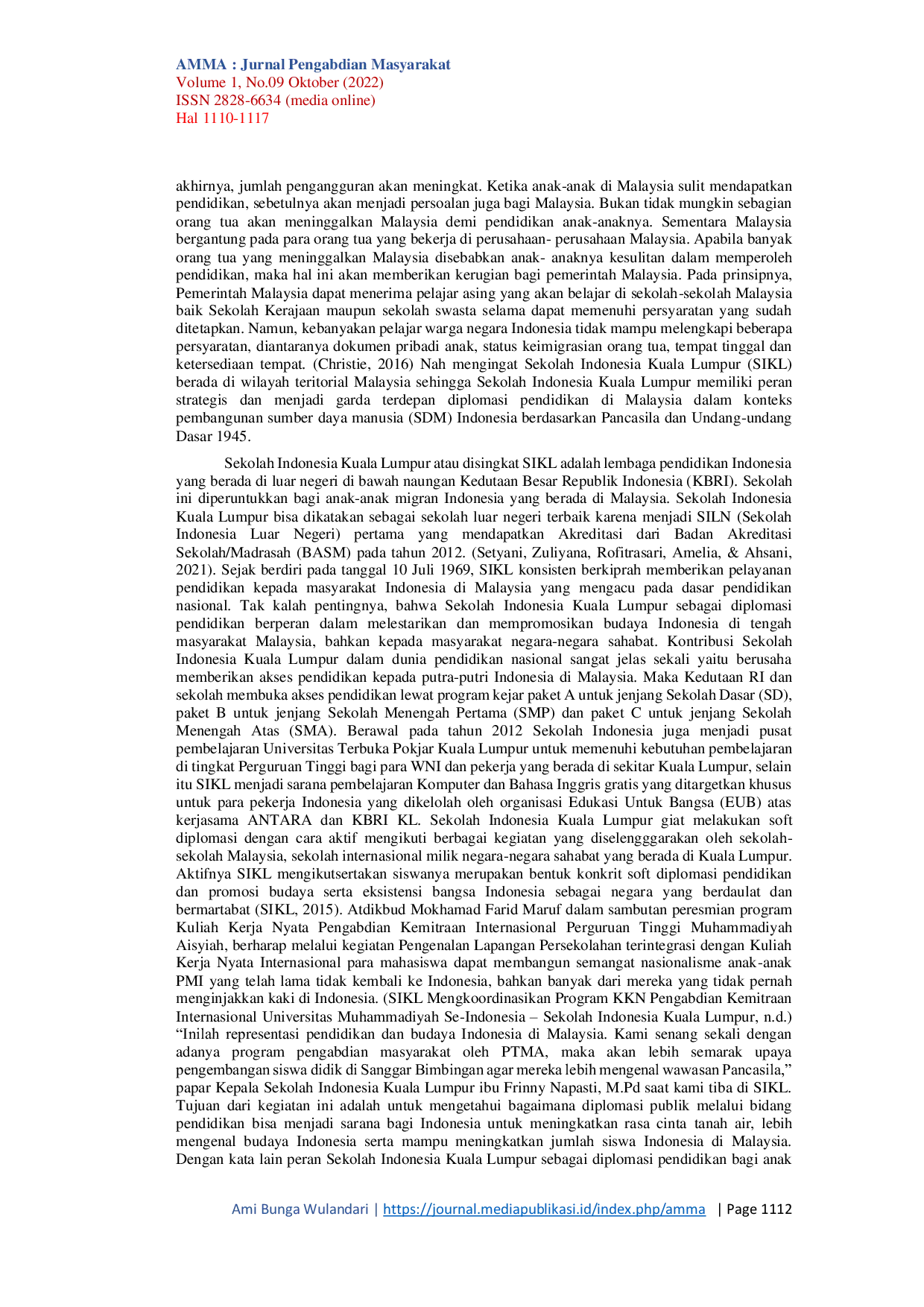 JURIS Implementasi Diplomasi Pendidikan Anak Migran Indonesia di Sekolah Indonesia Kuala Lumpur