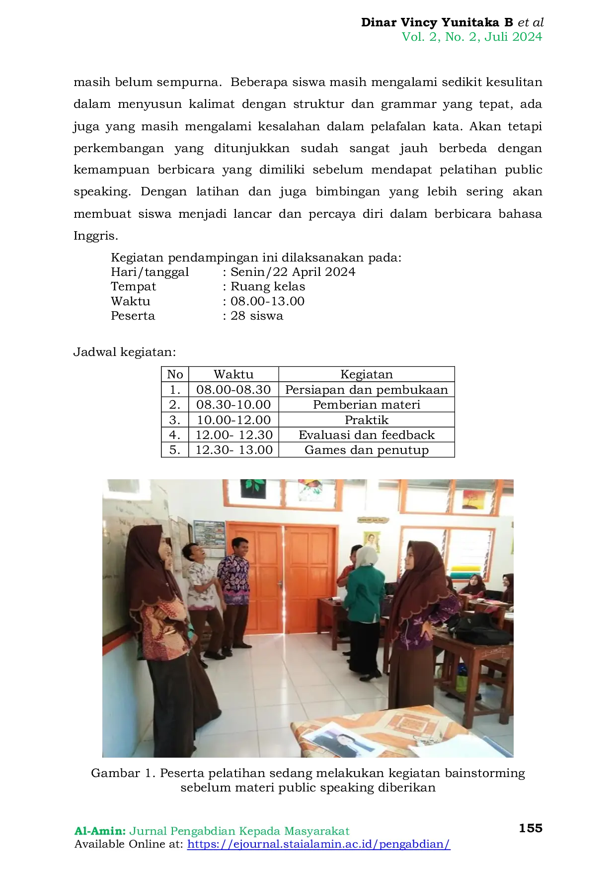 JURIS Pendampingan Public Speaking untuk Meningkatkan Kemampuan Berbicara Bahasa Inggris Siswa SMK Matsaratul Huda Panempan Pamekasan di Era Digital