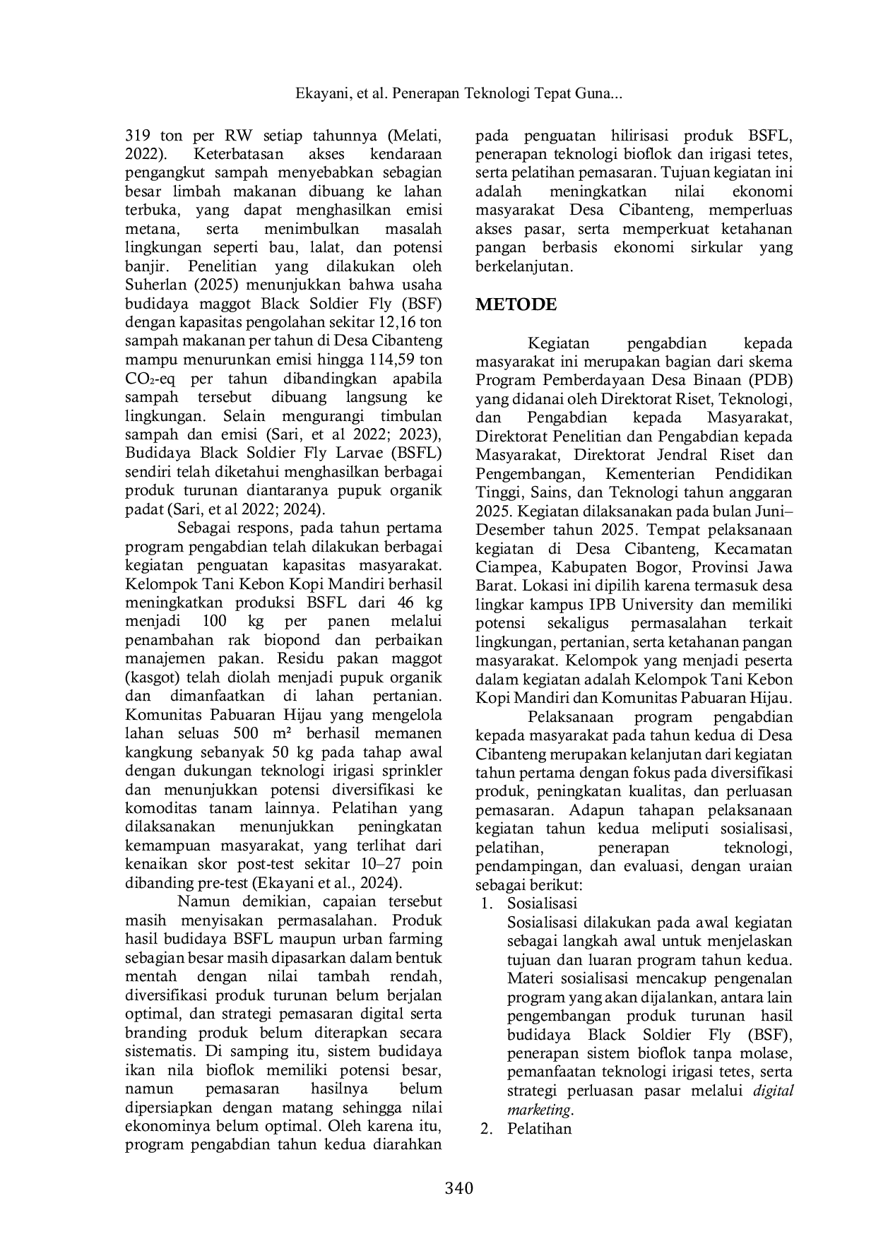 JURIS Penerapan Teknologi Tepat Guna Berbasis Ekonomi Sirkular dalam Mendukung Desa Rendah Karbon dan Ketahanan Pangan