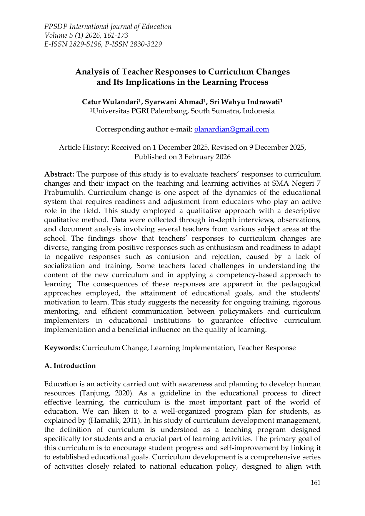JURIS Analysis of Teacher Responses to Curriculum Changes and Its Implications in the Learning Process