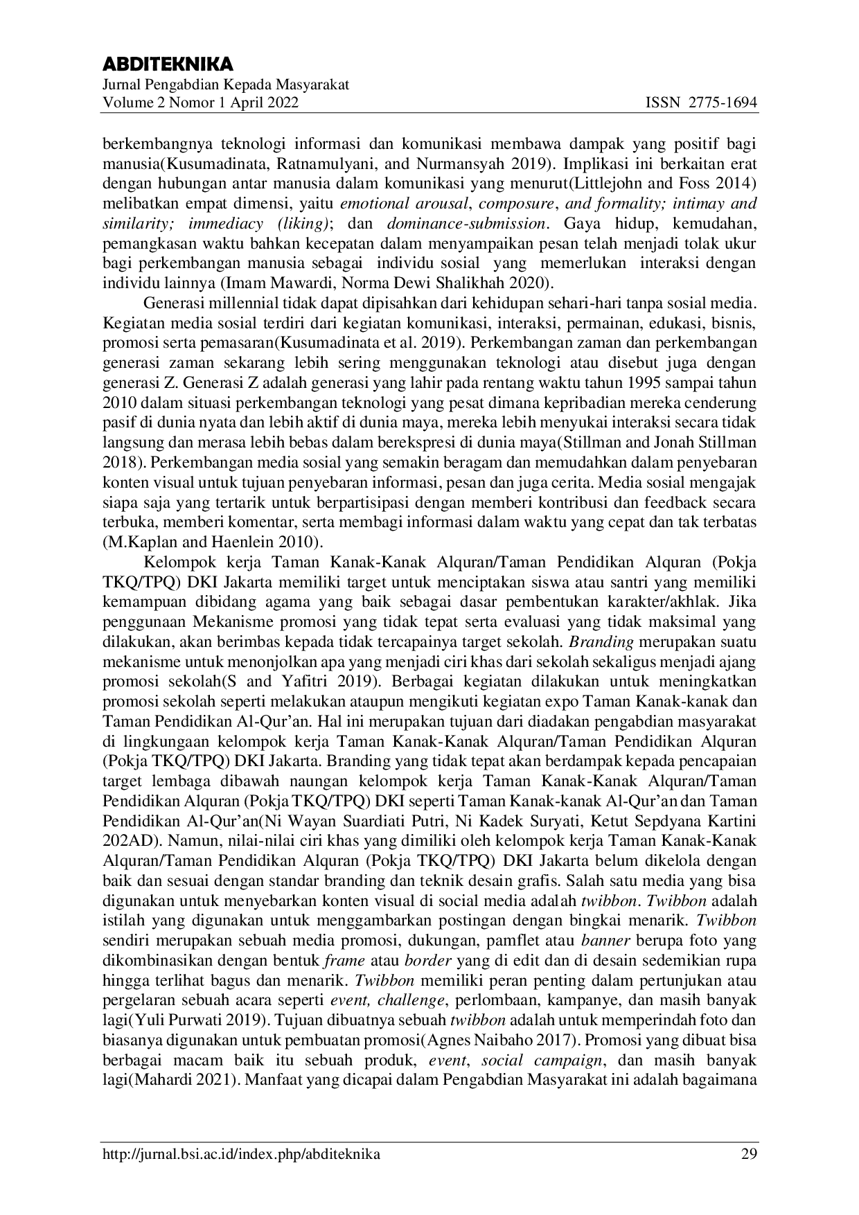 JURIS Pemanfaatan Twibbon Sebagai Branding Sosial Media di POKJA TKQ TPQ DKI Jakarta