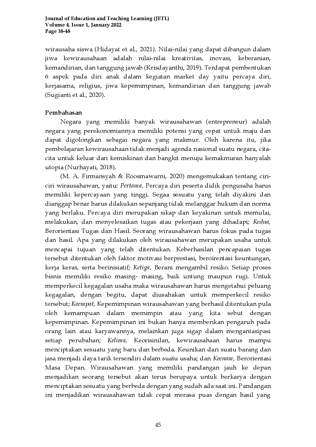 juris Application Of The Market Day Based Entrepreneurship Learning Model In Building Generation Entrepreneurs