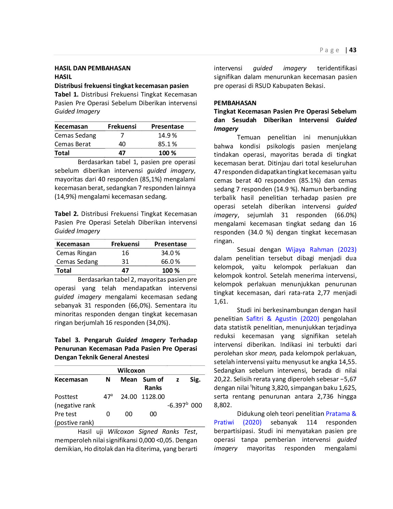 JURIS Reducing Anxiety Levels With Guided Imagery In Pre Operative Patients With General Anesthesia Techniques