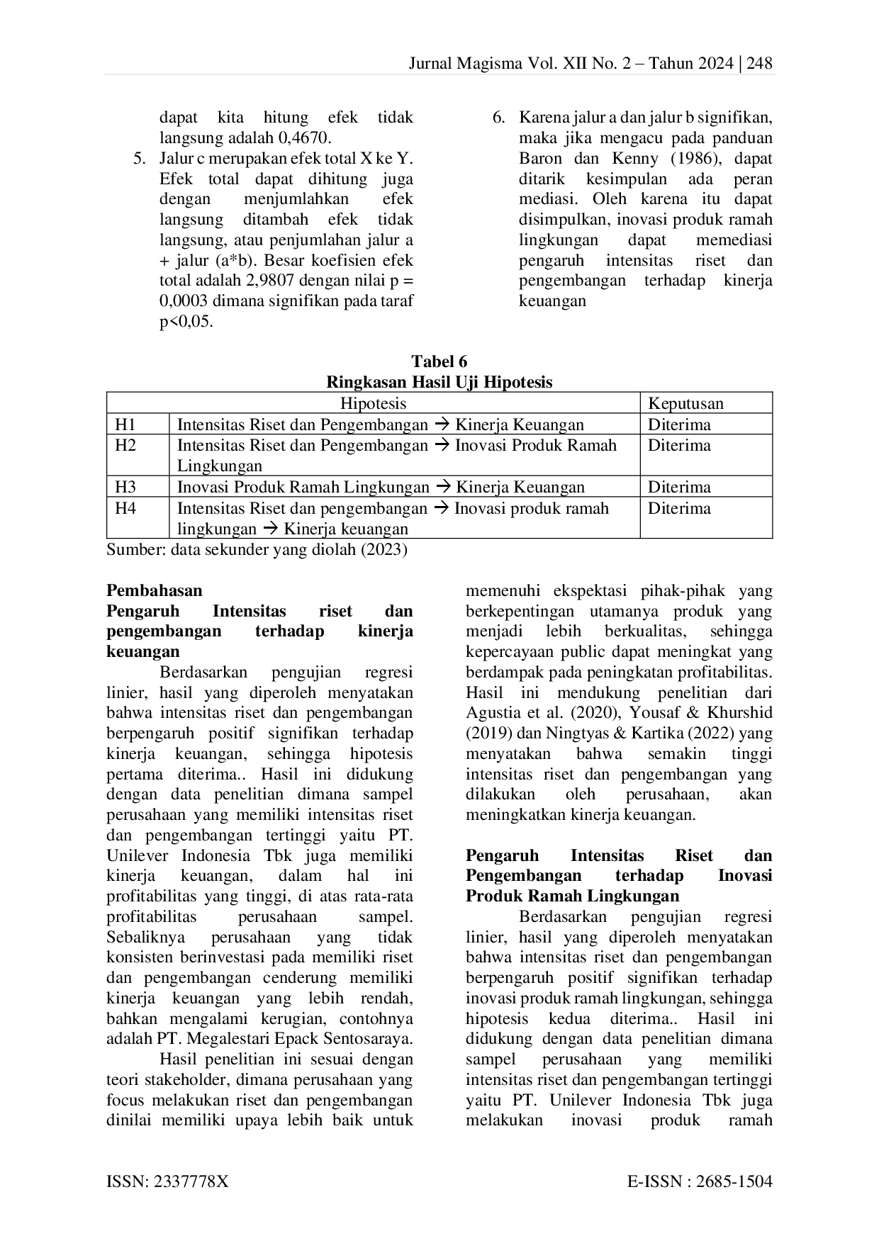 juris Intensitas Riset dan Pengembangan untuk Peningkatan Kinerja Keuangan Melalui Inovasi Produk Ramah Lingkungan