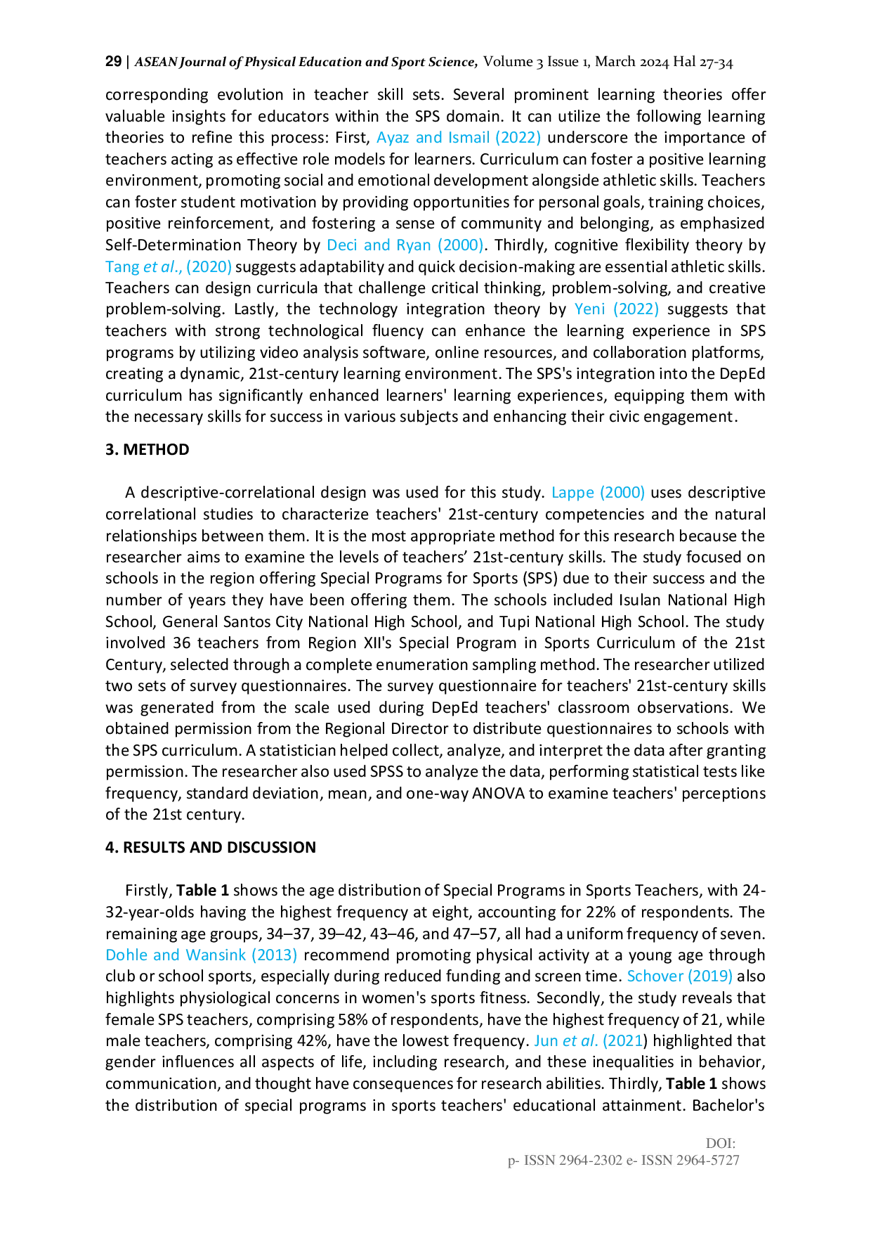 JURIS Teachers 21st Century Skills Special Program in Sports Curriculum