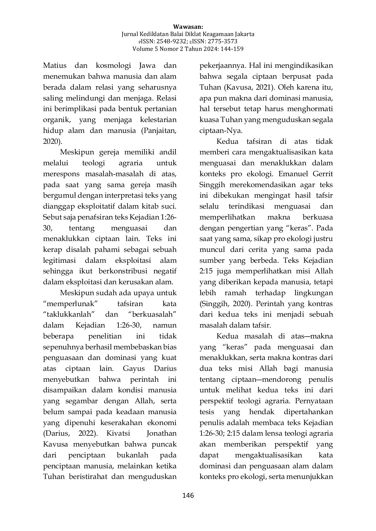 JURIS Kecerdasan Agraris Reinterpretasi Kejadian 1 26 30 2 15 Dari Perspektif Teologi Agraria