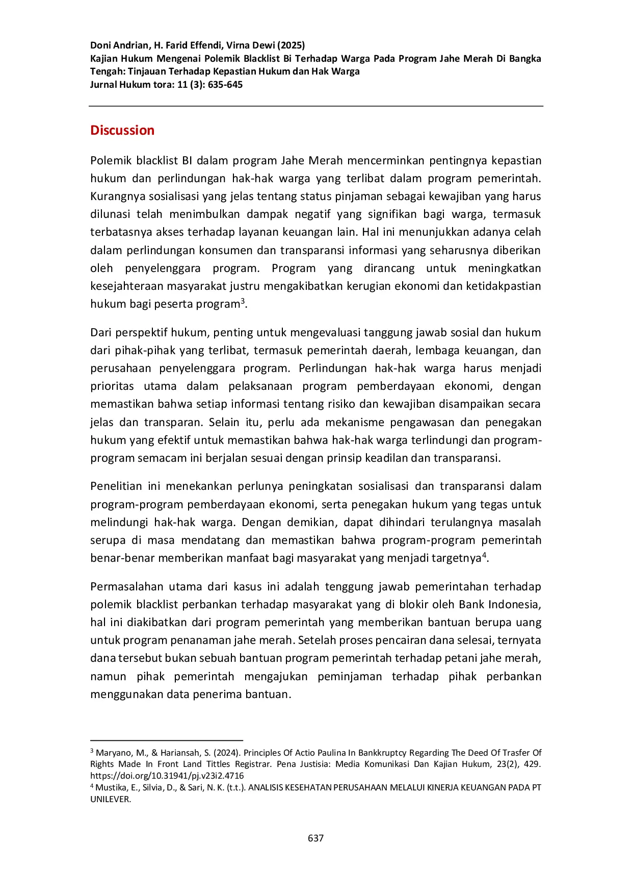 JURIS Kajian Hukum Mengenai Polemik Blacklist Bi Terhadap Warga Pada Program Jahe Merah Di Bangka Tengah Tinjauan Terhadap Kepastian Hukum dan Hak Warga