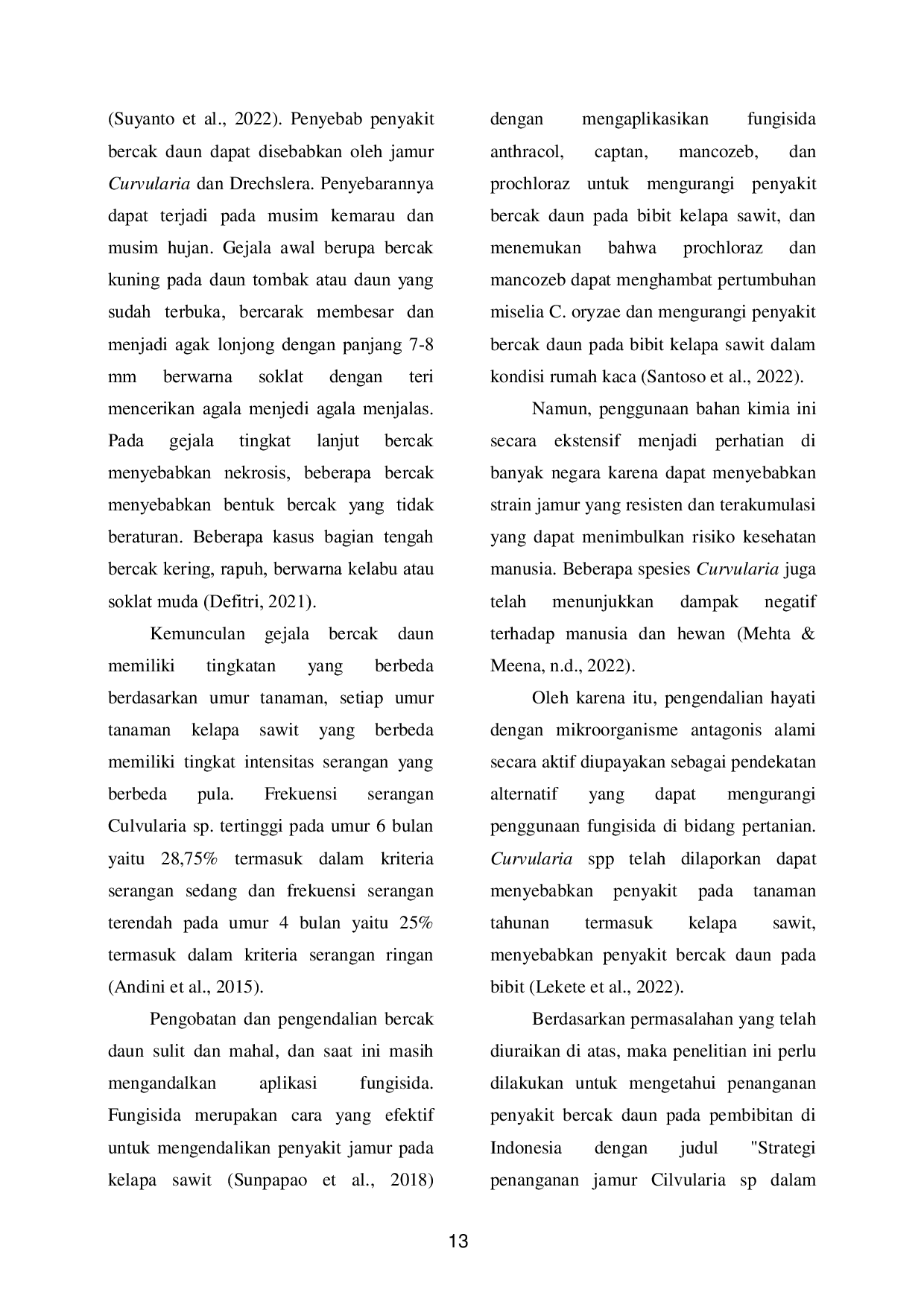 JURIS Strategi Penanganan Bercak Daun Curvularia Sp Pada Pembibitan Kelapa Sawit Di Indonesia