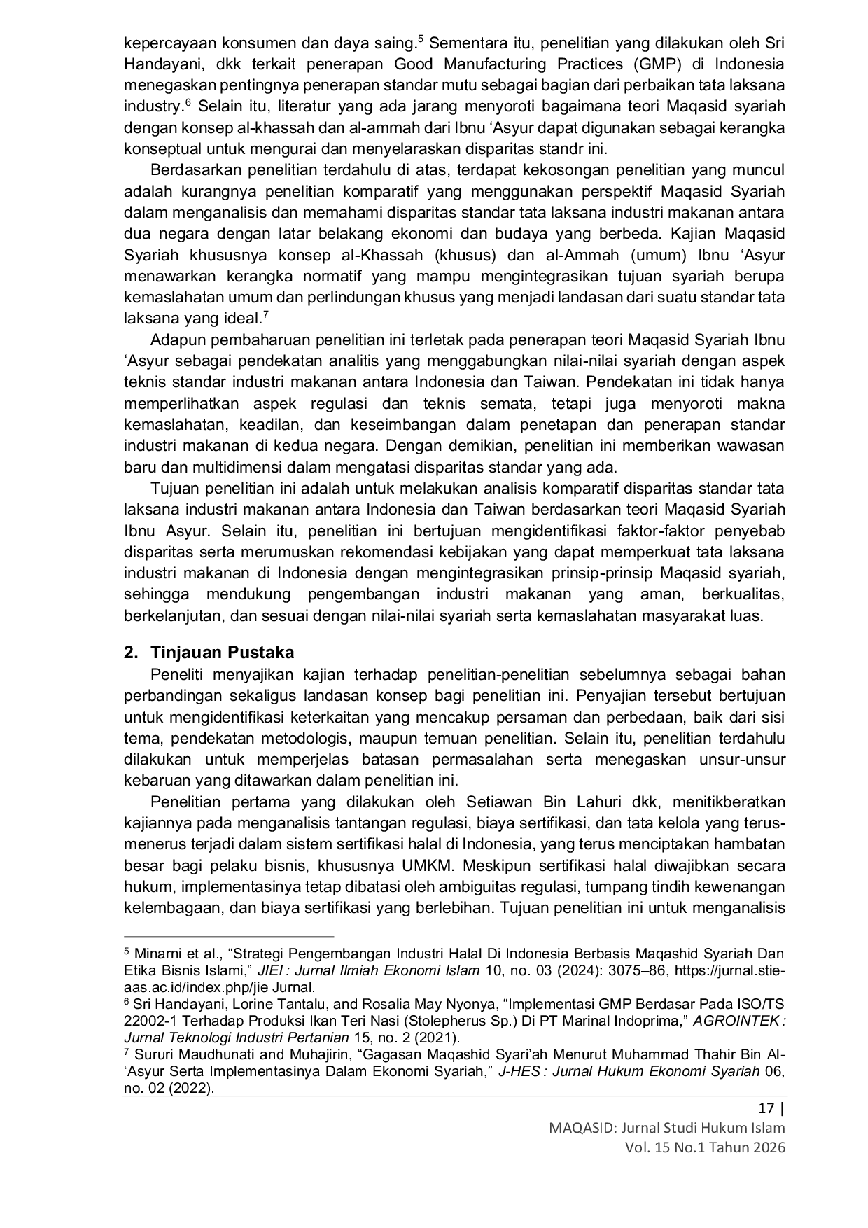 JURIS Disparitas Standar Tata Kelola Industri Makanan Di Indonesia Dan Taiwan Perspektif Maqasid Al Syariah Ibnu Asyur