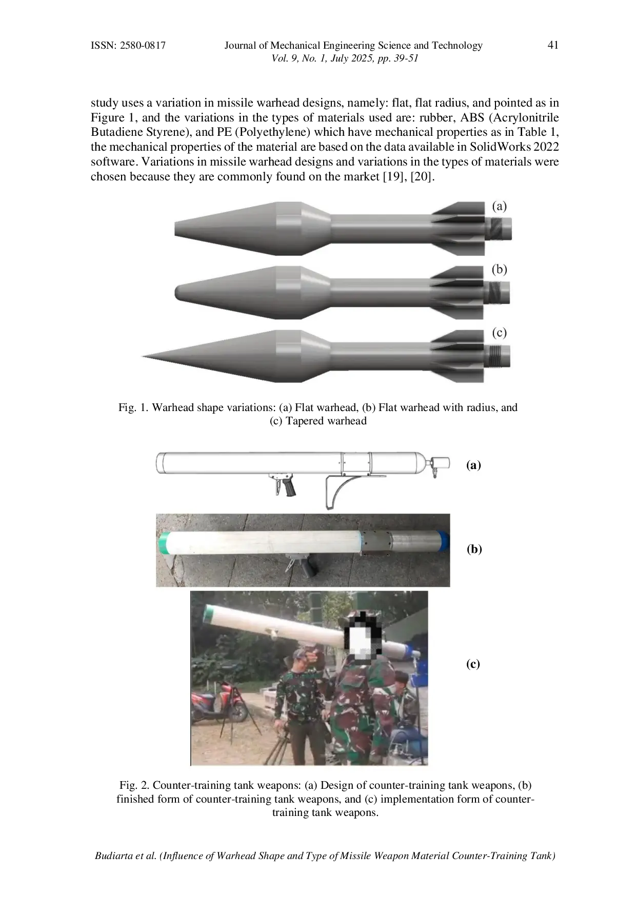 JURIS Investigation of the Influence of Warhead Shape and Type of Missile Weapon Material Counter Training Tank Weapons Simulation Approach