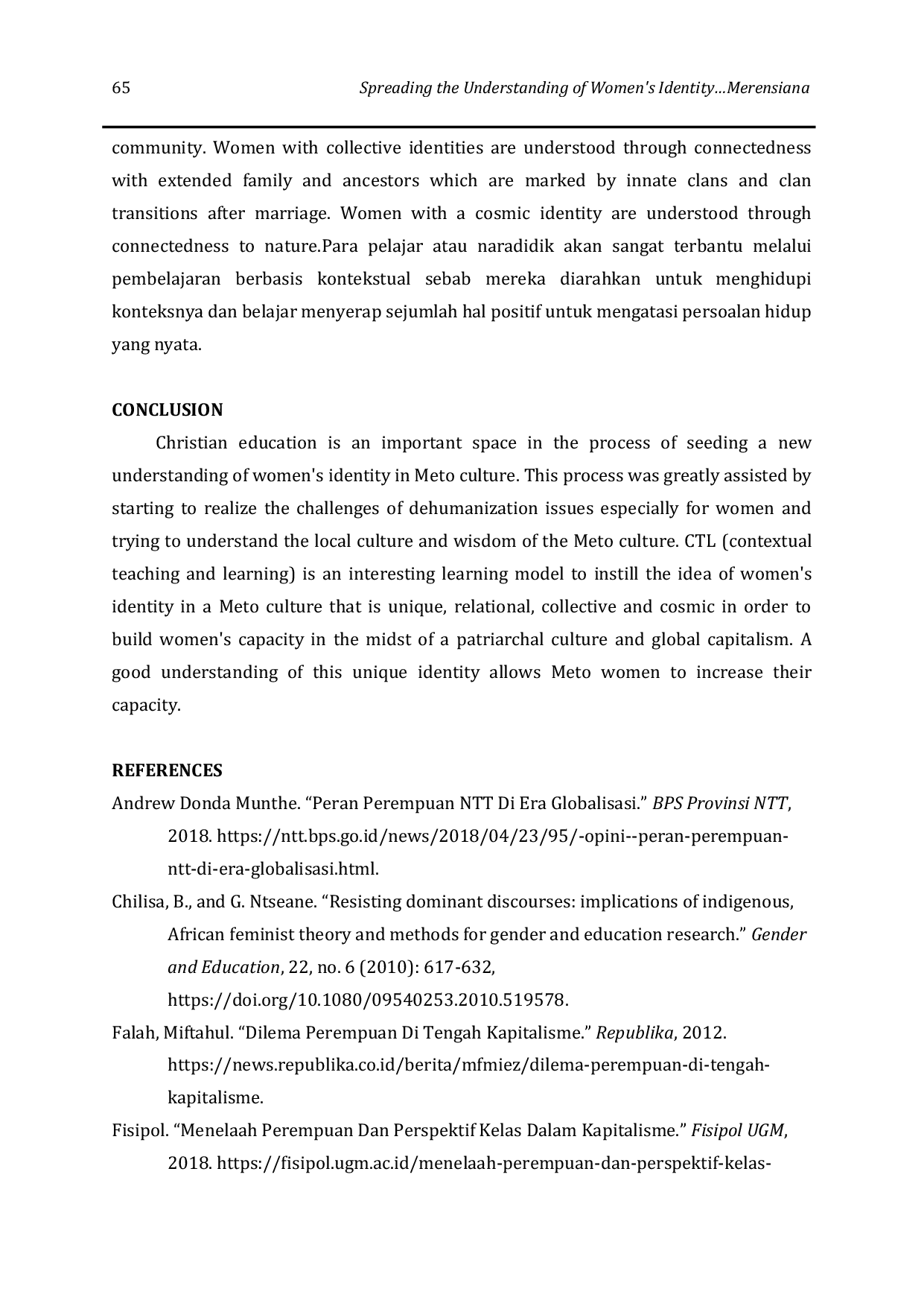 JURIS Spreading the Understanding of Women s Identity Within the Meto Culture Through the Christian Education Space Using the Contextual Teaching and Learning Model