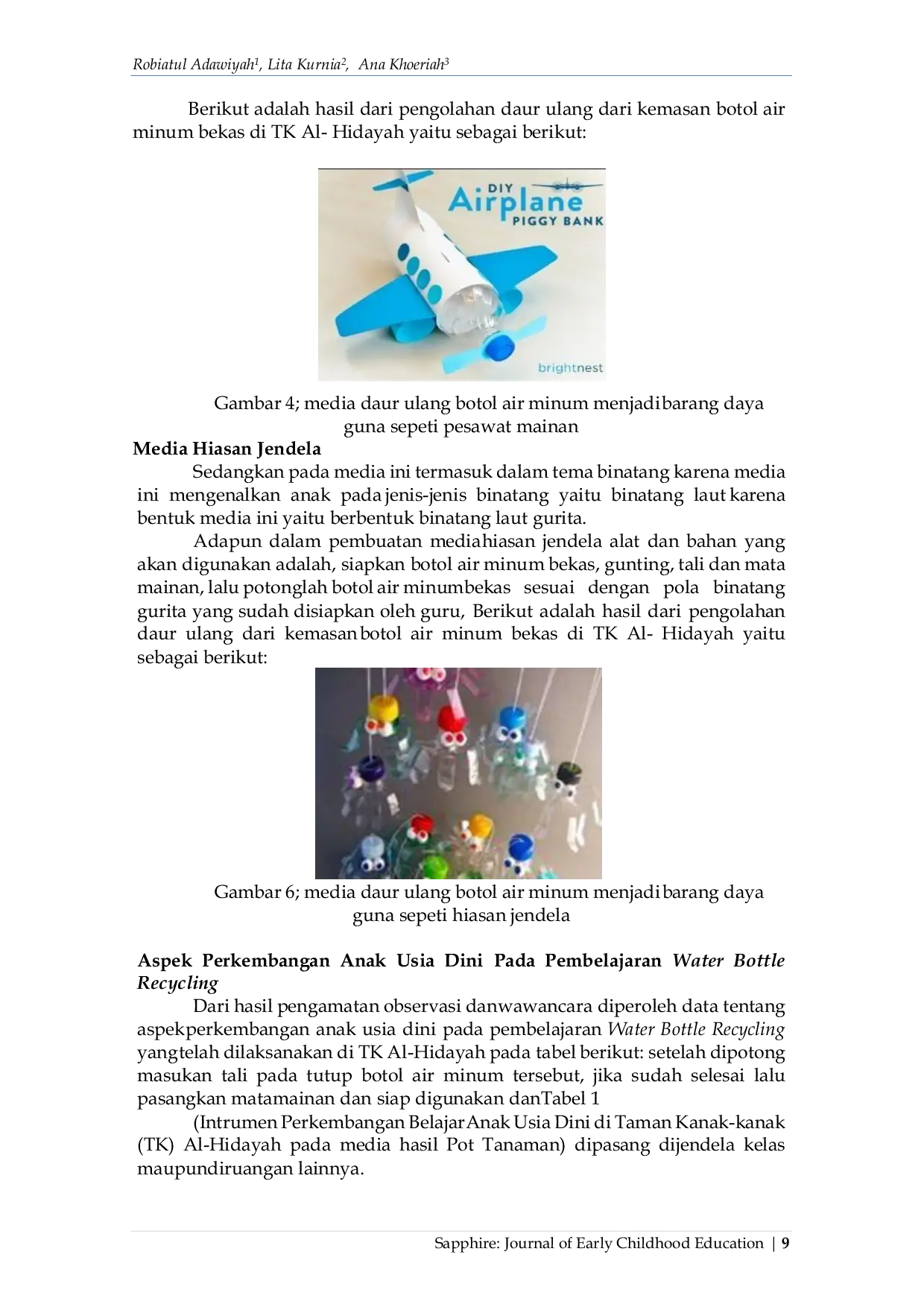 JURIS Pemanfaatan Water Bottle Recycling Pada Pembelajaran Anak Usia Dini