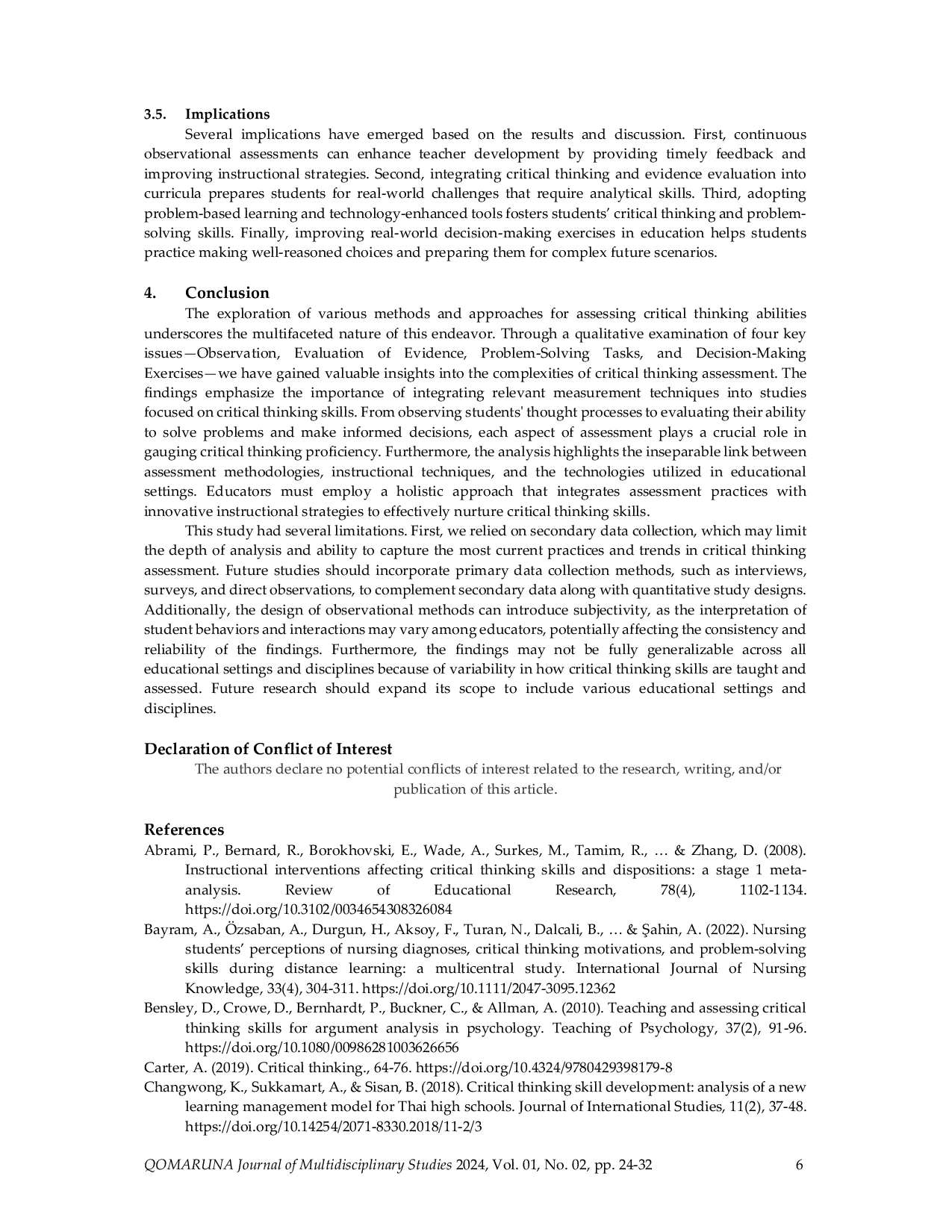 JURIS Exploring Methods for Assessing Critical Thinking Insights from Qualitative Study