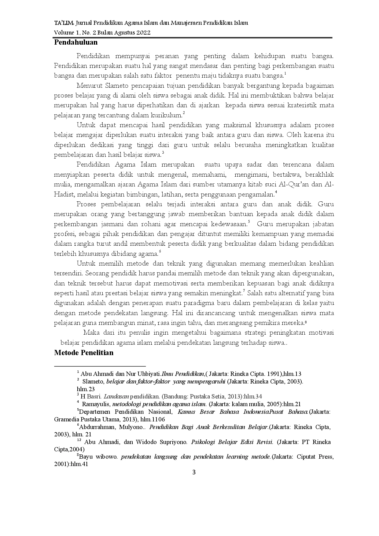 juris Strategi Peningkatan Motivasi Belajar Pendidikan Agama Islam melalui Pendekatan Langsung Pada Siswa Kelas XI SMA Negeri 2 Kupang