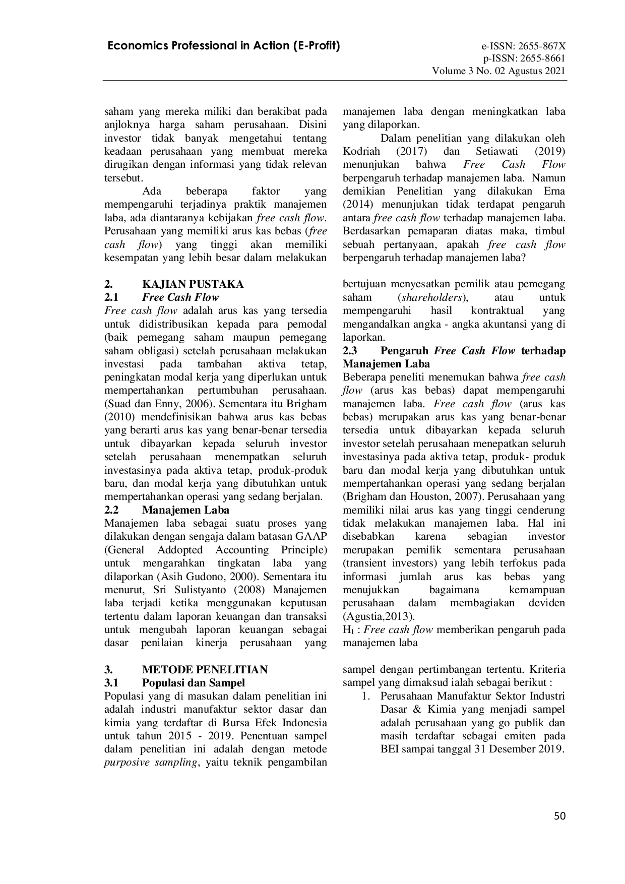 JURIS Pengaruh Free Cashflow Terhadap Manajemen Laba