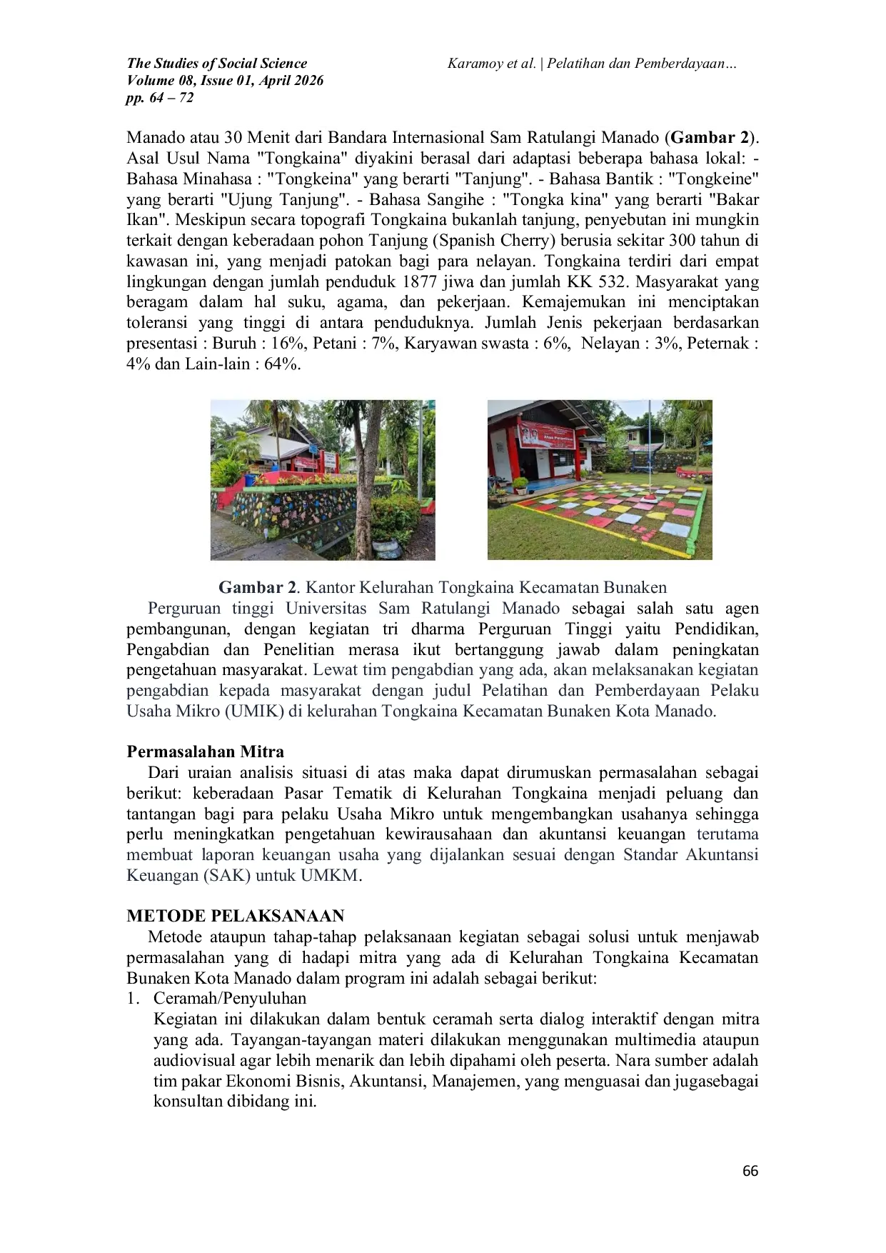 JURIS Pelatihan dan Pemberdayaan Pelaku Usaha Mikro UMIK di Kelurahan Tongkaina Kecamatan Bunaken Kota Manado